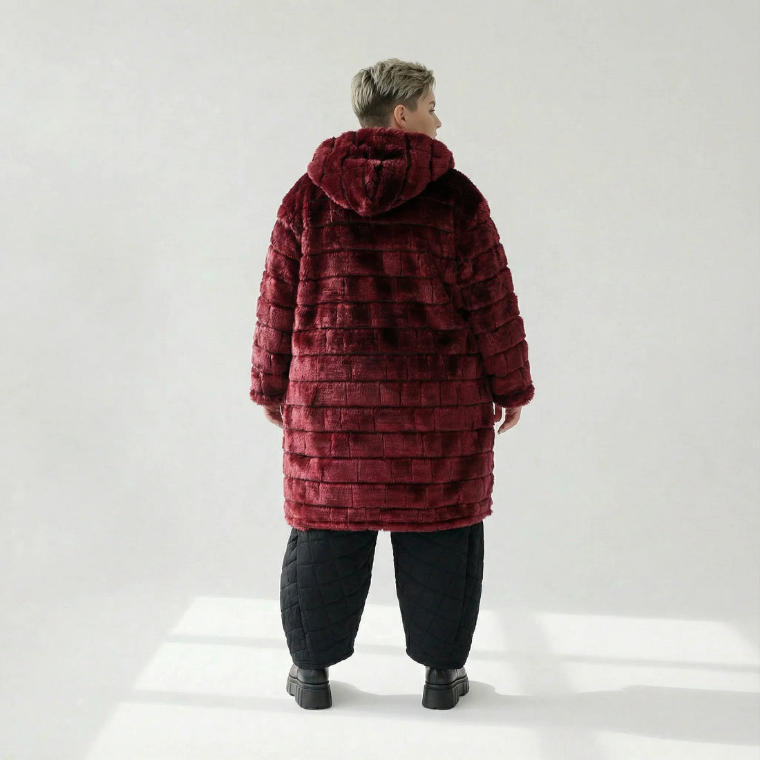  Ballonjacke von AKH Fashion aus Polyester, 1546.06660, Weinrot, Kariert, Ausgefallen