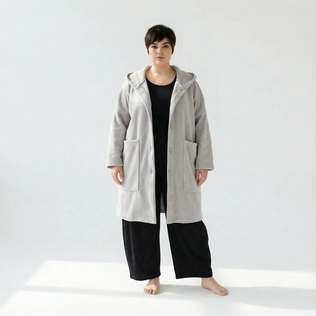  AKH Fashion Jacke in gerader Form, aus Materialmix, 1552.06272, Hellgrau, Ausgefallen