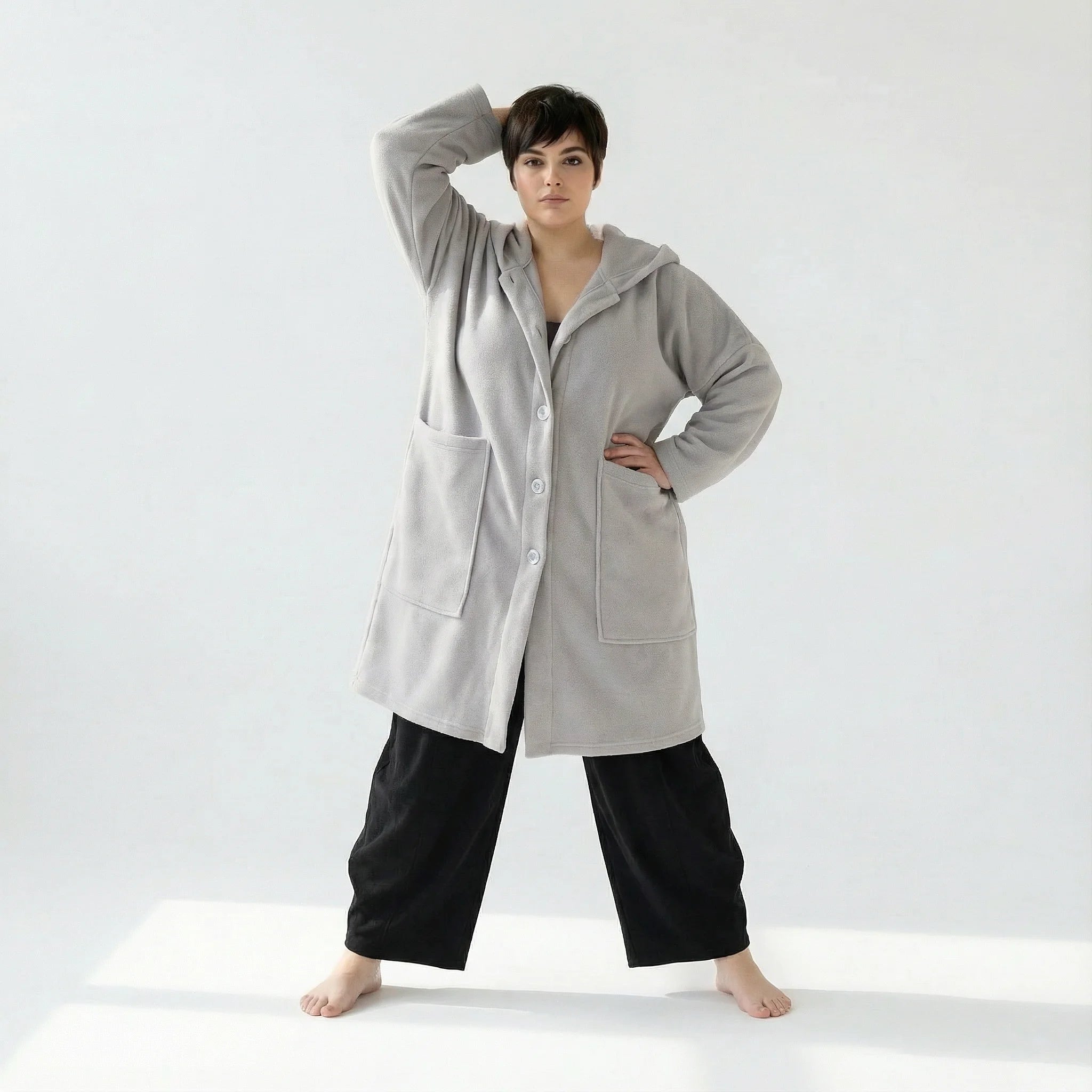  AKH Fashion Jacke in gerader Form, aus Materialmix, 1552.06272, Hellgrau, Ausgefallen