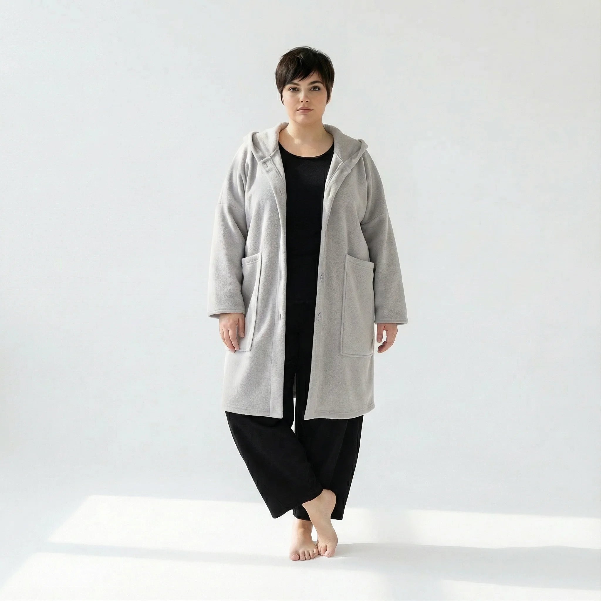  AKH Fashion Jacke in gerader Form, aus Materialmix, 1552.06272, Hellgrau, Ausgefallen