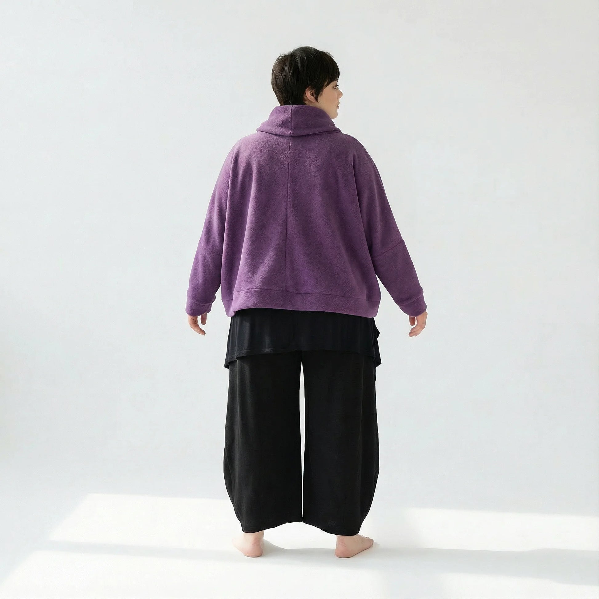  AKH Fashion Überwurf in kastiger Form, aus Materialmix, 1552.7011R, Violett, Ausgefallen