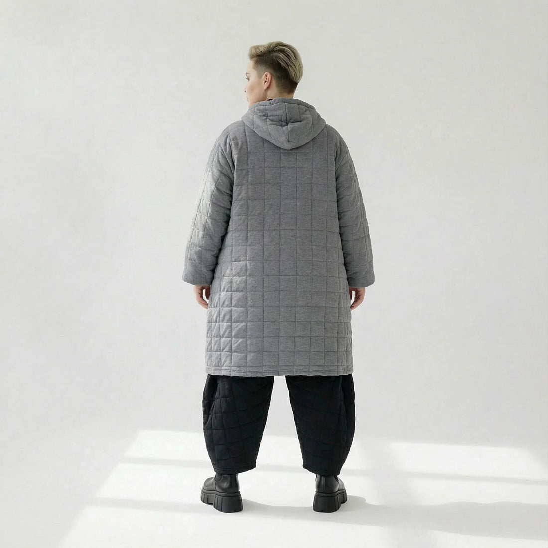  Ballonmantel von AKH Fashion aus Viskose, 1561.06600, Grau, Kariert, Ausgefallen, Zeitlos