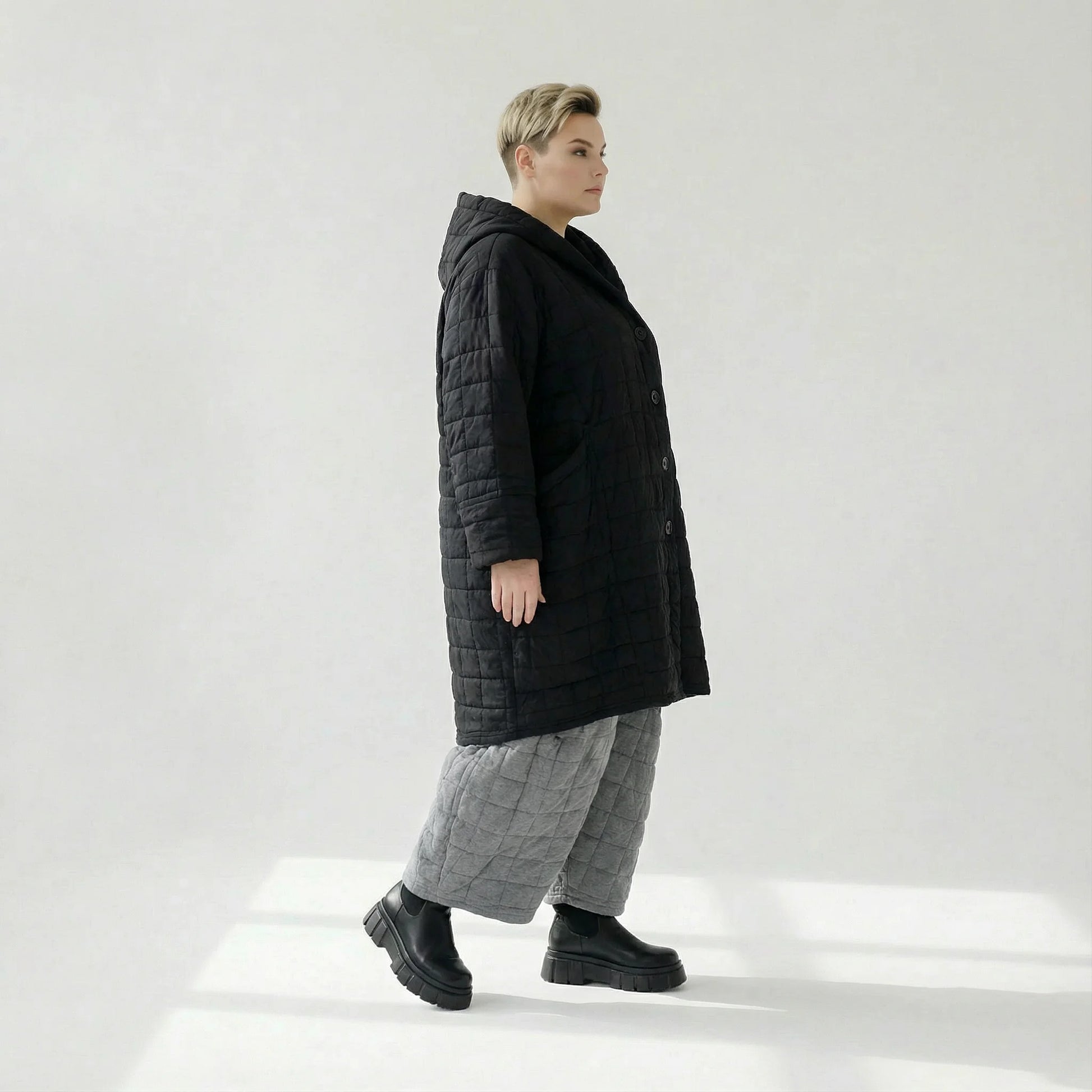  Ballonmantel von AKH Fashion aus Viskose, 1561.06600, Schwarz, Kariert, Ausgefallen