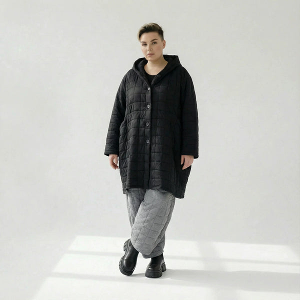  Ballonmantel von AKH Fashion aus Viskose, 1561.06600, Schwarz, Kariert, Ausgefallen