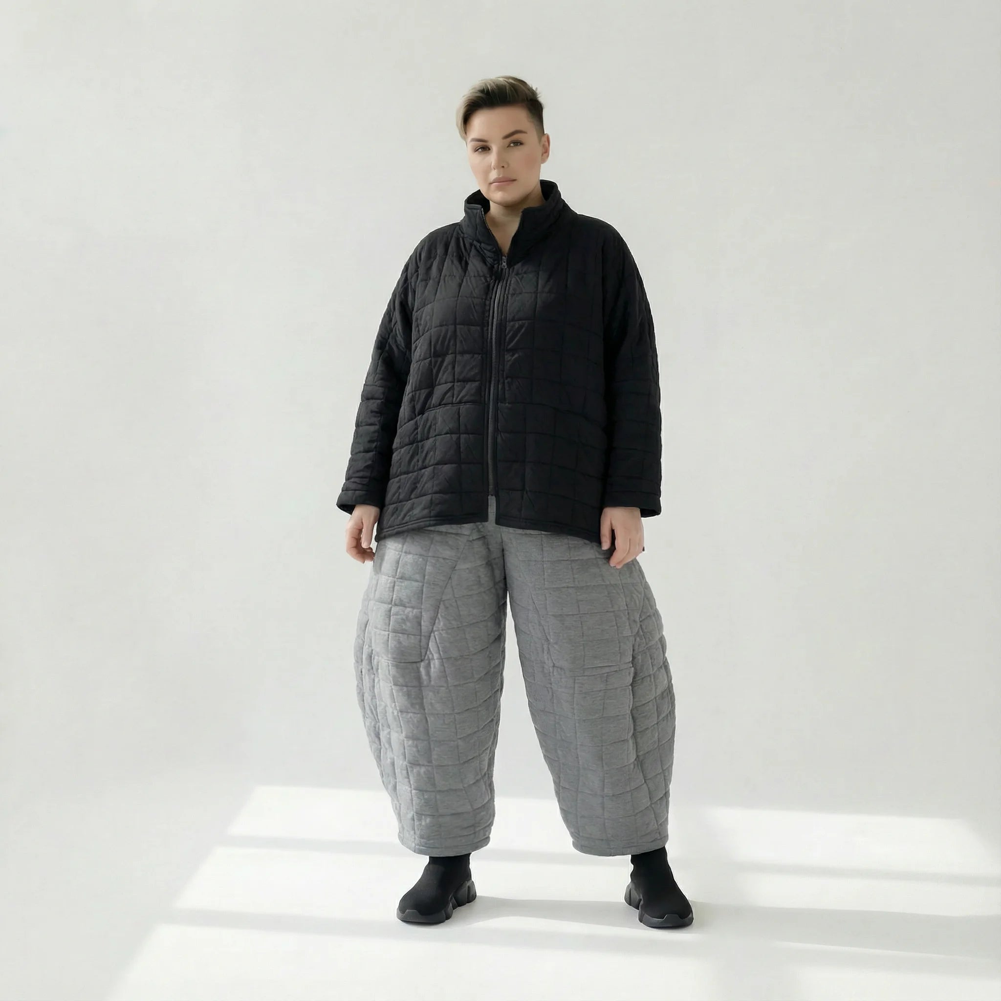  AKH Fashion Jacke in kastiger Form, aus Viskose, 1561.07104, Schwarz, Kariert, Schick