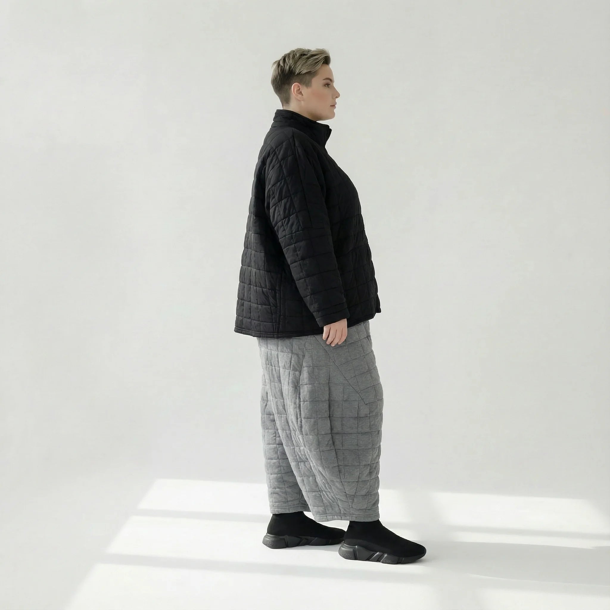  AKH Fashion Jacke in kastiger Form, aus Viskose, 1561.07104, Schwarz, Kariert, Schick