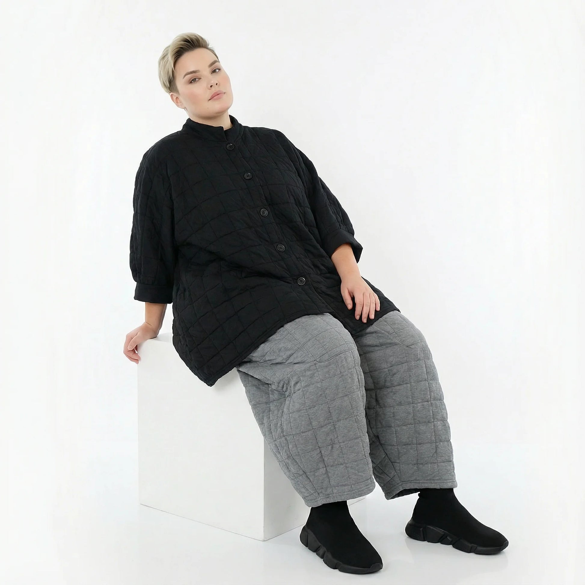  A-Form Bluse von AKH Fashion aus Viskose, 1561.07116, Schwarz, Kariert, Ausgefallen