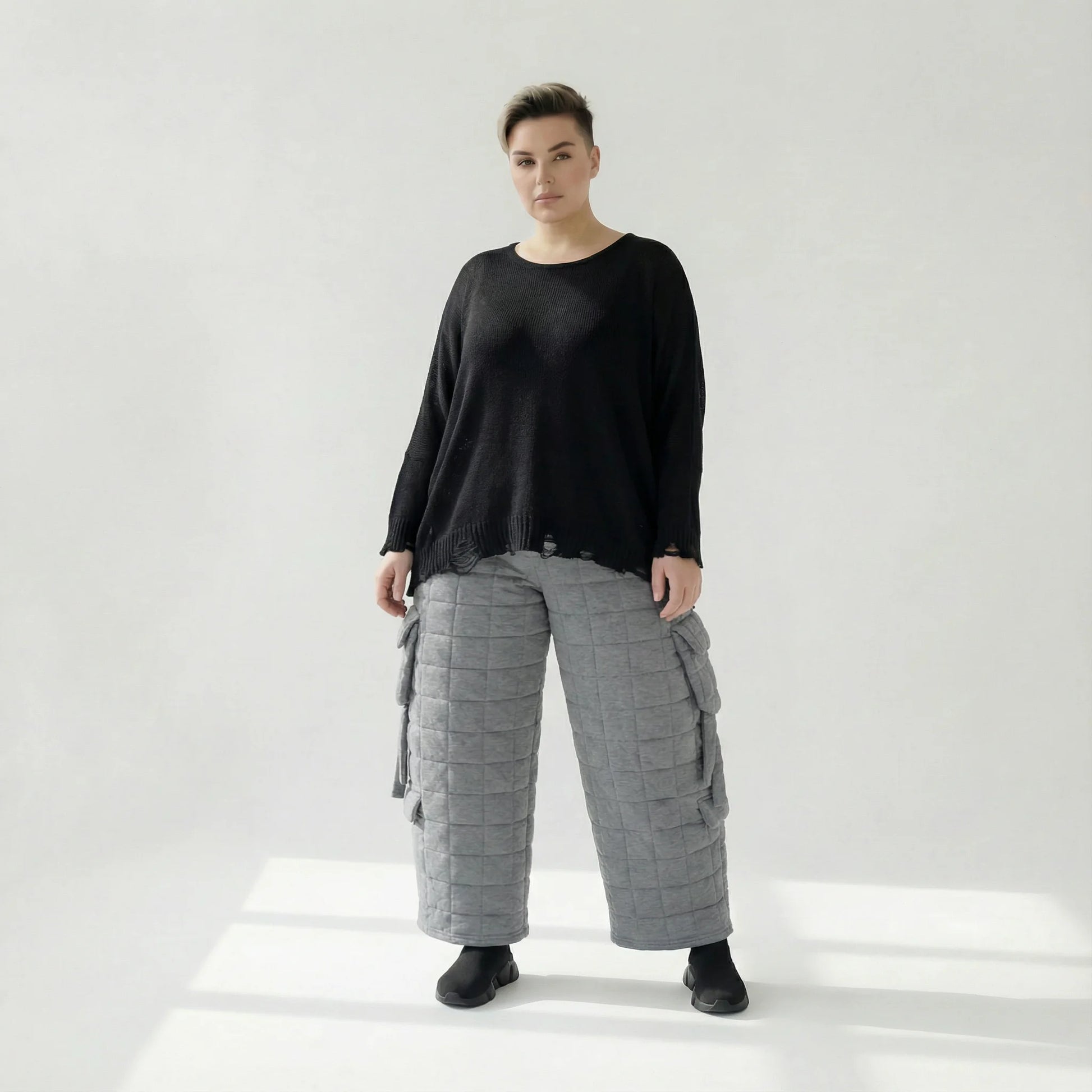  Ballonhose von AKH Fashion aus Viskose, 1561.07125, Grau, Kariert, Ausgefallen, Zeitlos