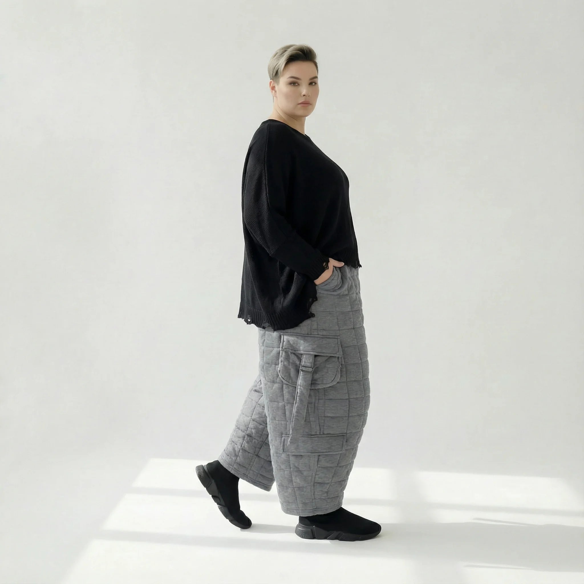  Ballonhose von AKH Fashion aus Viskose, 1561.07125, Grau, Kariert, Ausgefallen, Zeitlos