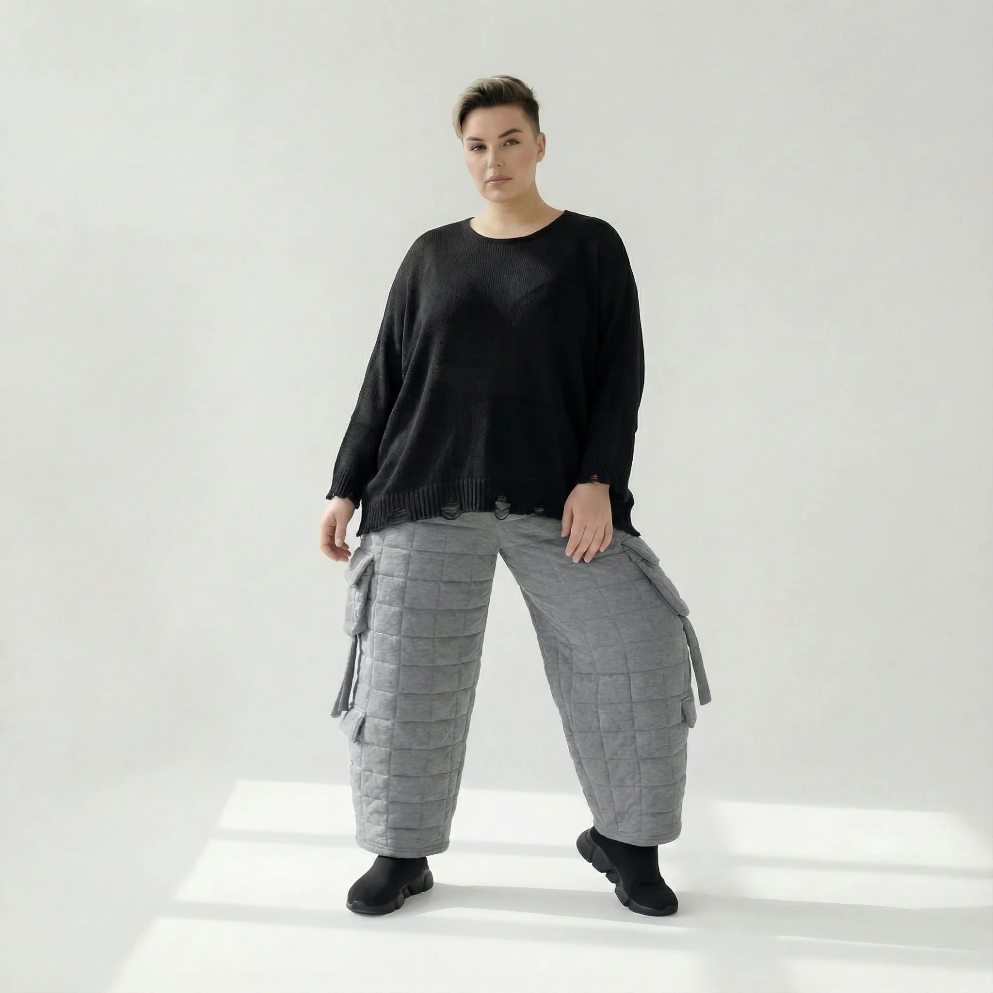  Ballonhose von AKH Fashion aus Viskose, 1561.07125, Grau, Kariert, Ausgefallen, Zeitlos