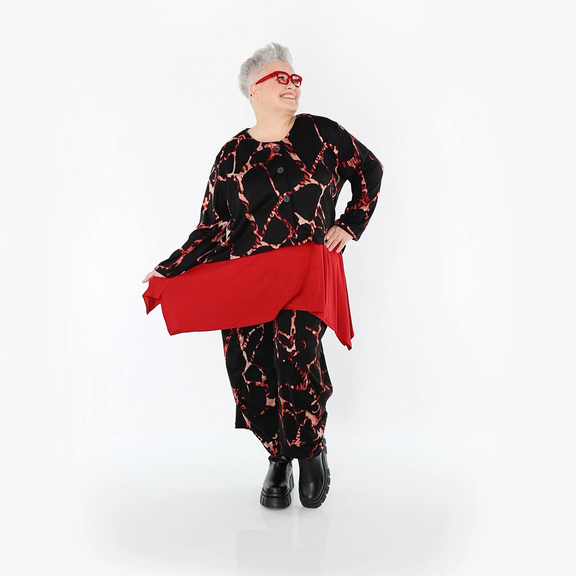  Ballonhose von AKH Fashion aus Materialmix, 1563.08069, Schwarz/Multi, Grafik, Schick