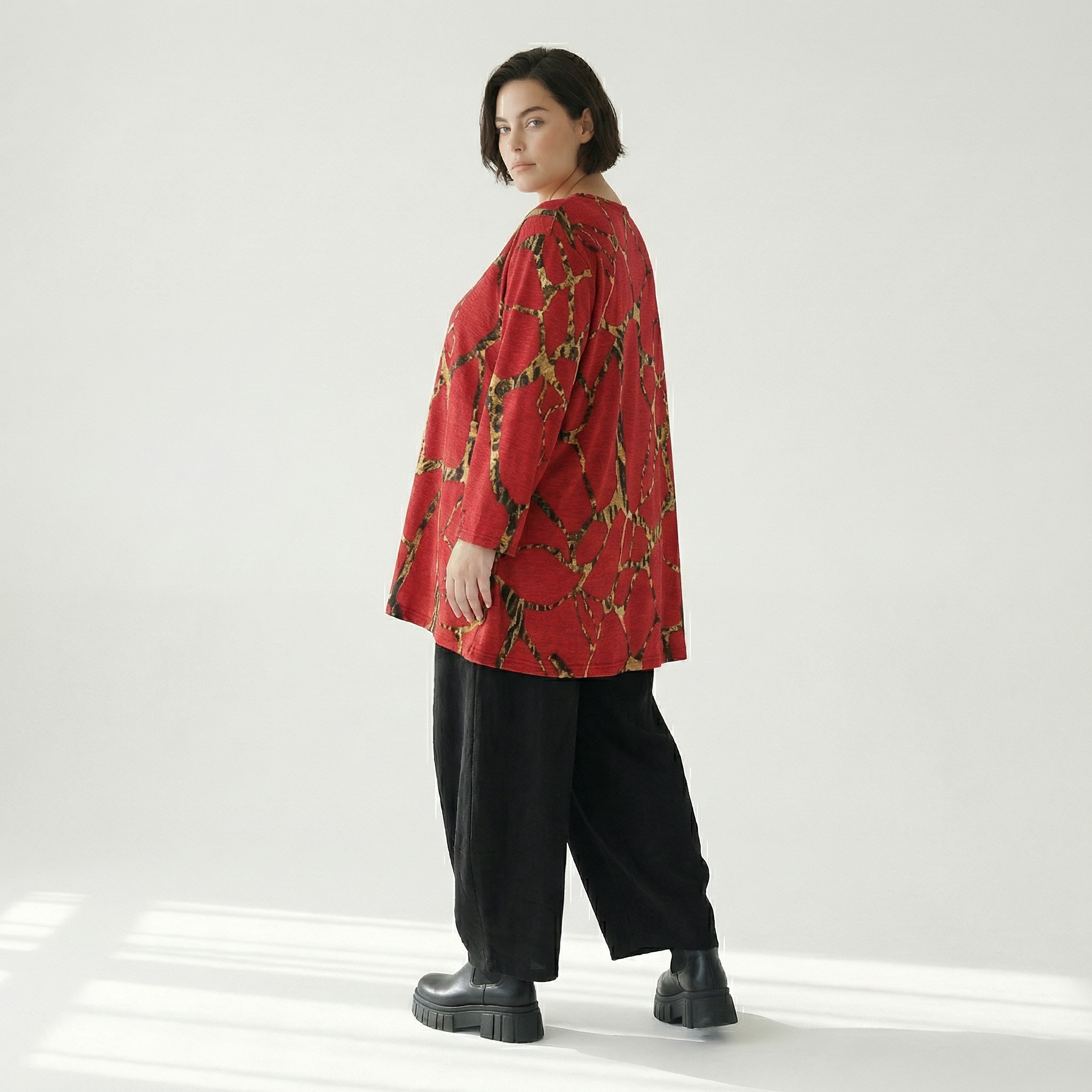  A-Form Bigshirt von AKH Fashion aus Materialmix, 1563.00593, Rot/Multi, Grafik, Ausgefallen