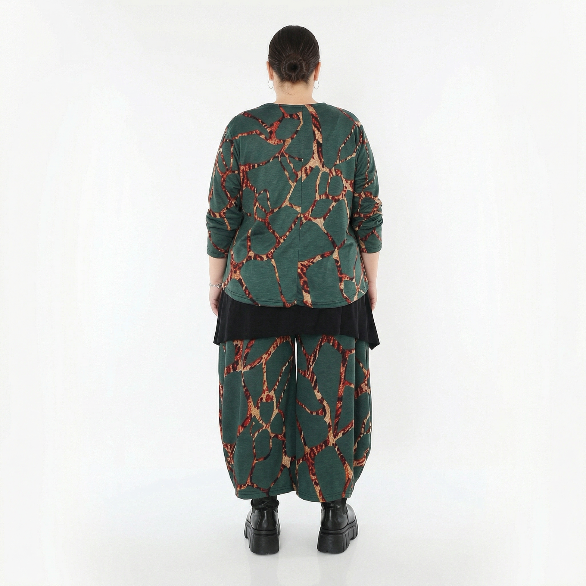  AKH Fashion Jacke in gerundeter Form, aus Materialmix, 1563.00130, Grün/Multi, Grafik