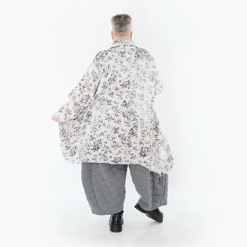  A-Form Bluse von AKH Premium aus Viskose, P1011.6917, Weiß/Grau, Kringel, Ausgefallen