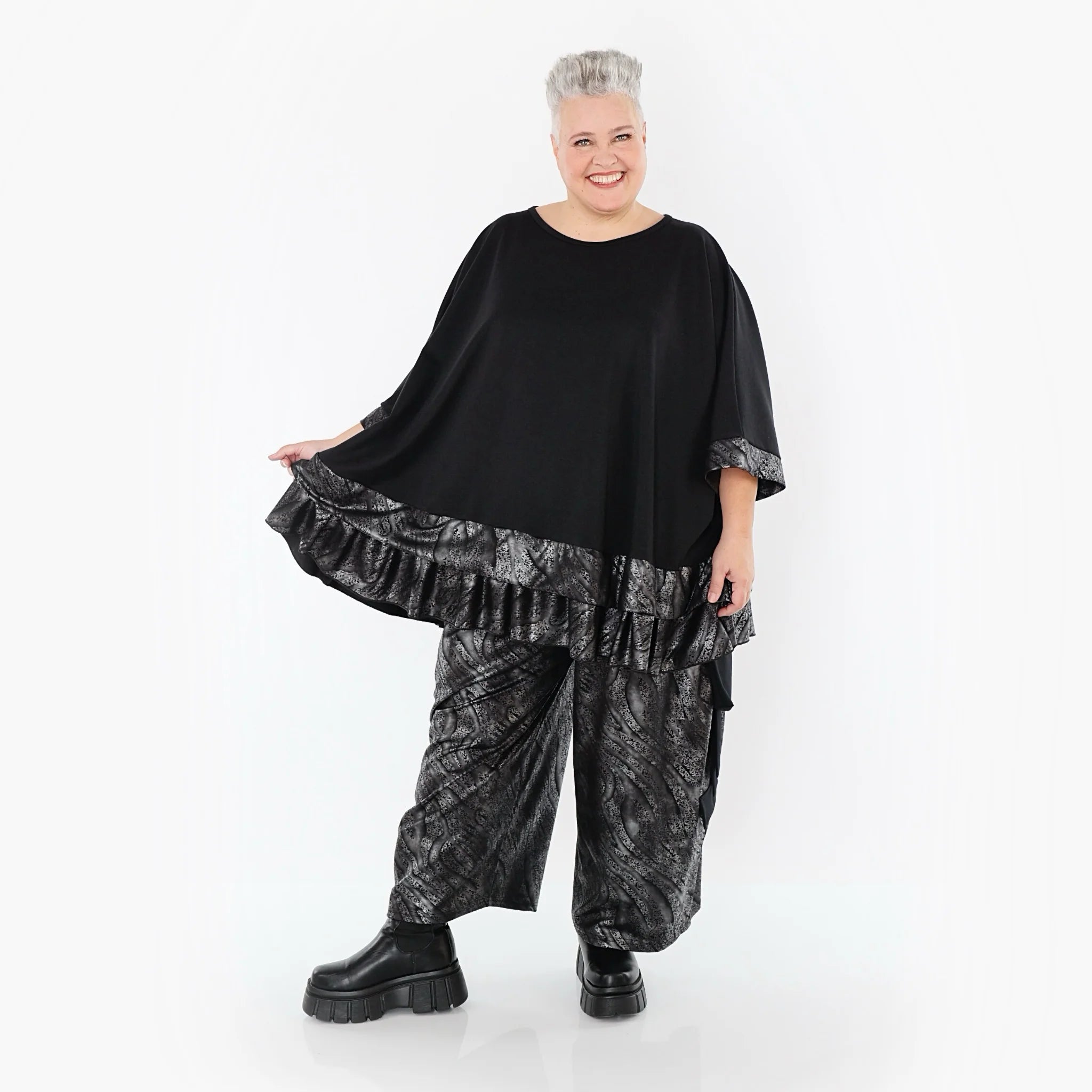  Ballonhose von AKH Premium aus Viskose, P1019.7125, Silber/Schwarz, Zebra, Ausgefallen