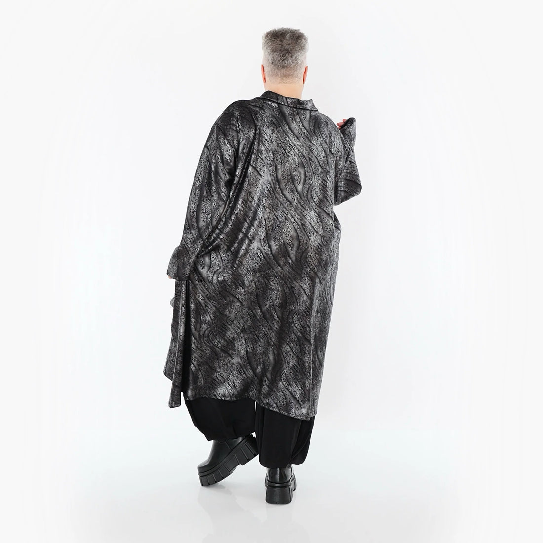  AKH Premium Mantel in gerader Form, aus Viskose, P1019.7153, Silber/Schwarz, Zebra, Schick