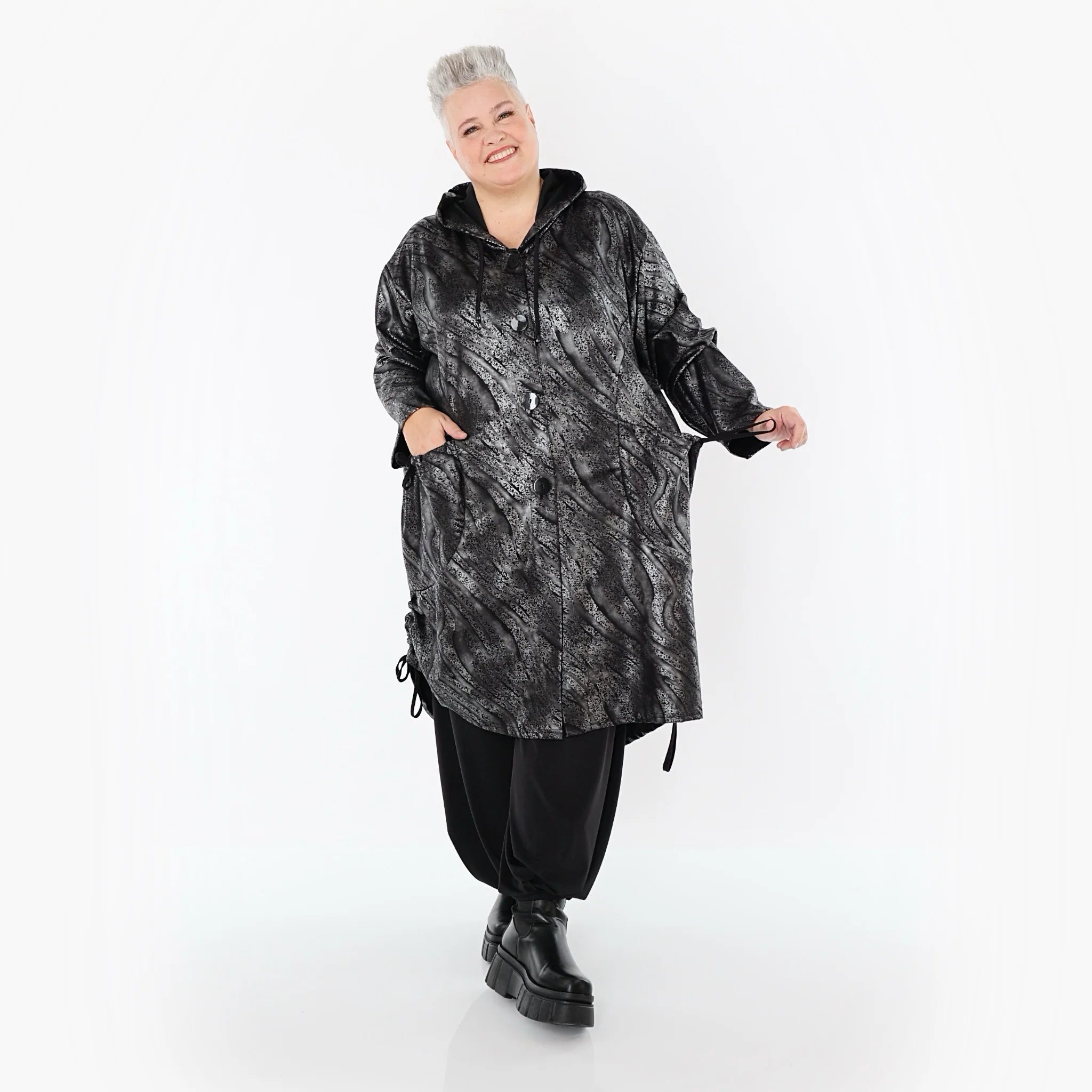  AKH Premium Jacke in gerader Form, aus Viskose, P1019.7154, Silber/Schwarz, Zebra, Schick