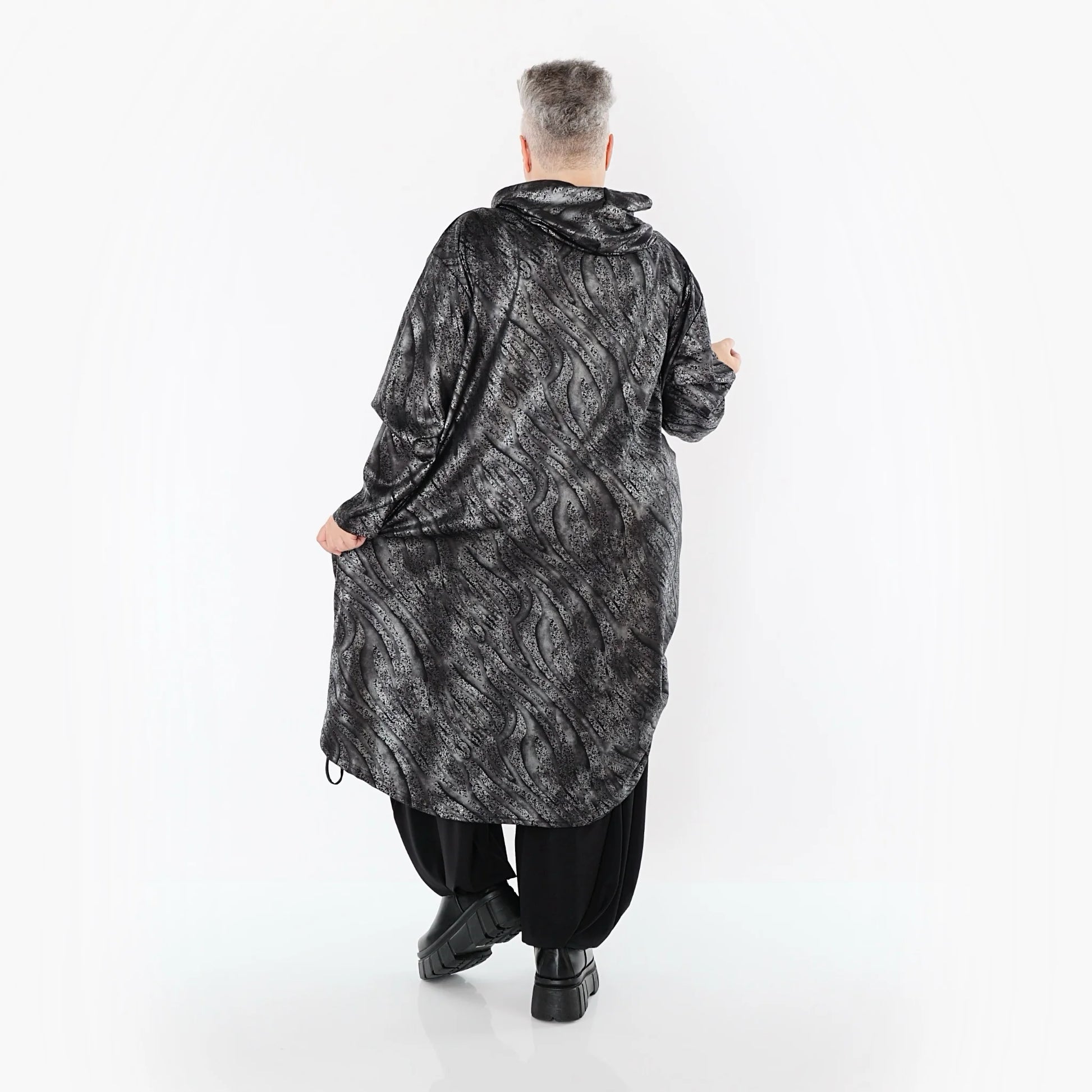  AKH Premium Jacke in gerader Form, aus Viskose, P1019.7154, Silber/Schwarz, Zebra, Schick