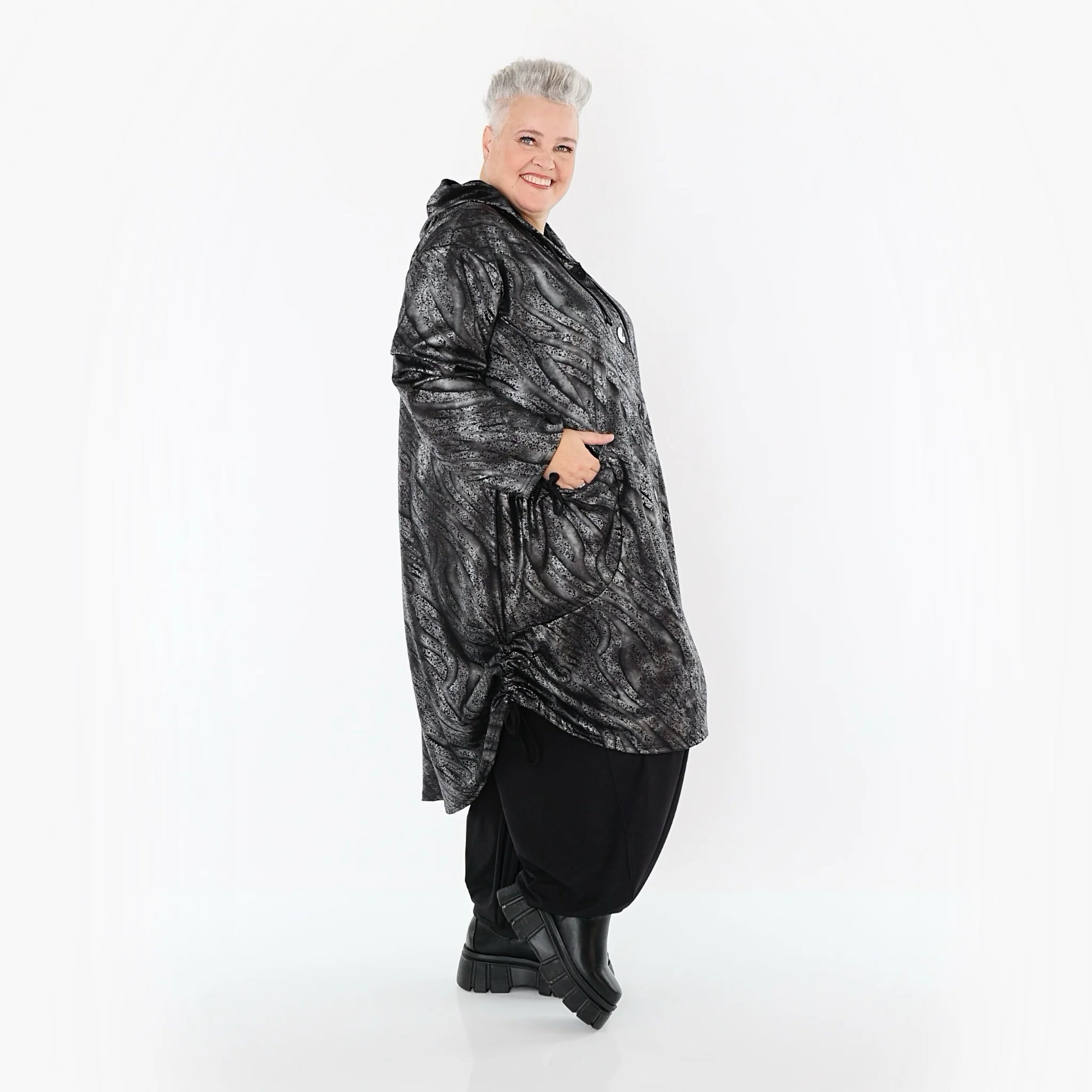  AKH Premium Jacke in gerader Form, aus Viskose, P1019.7154, Silber/Schwarz, Zebra, Schick
