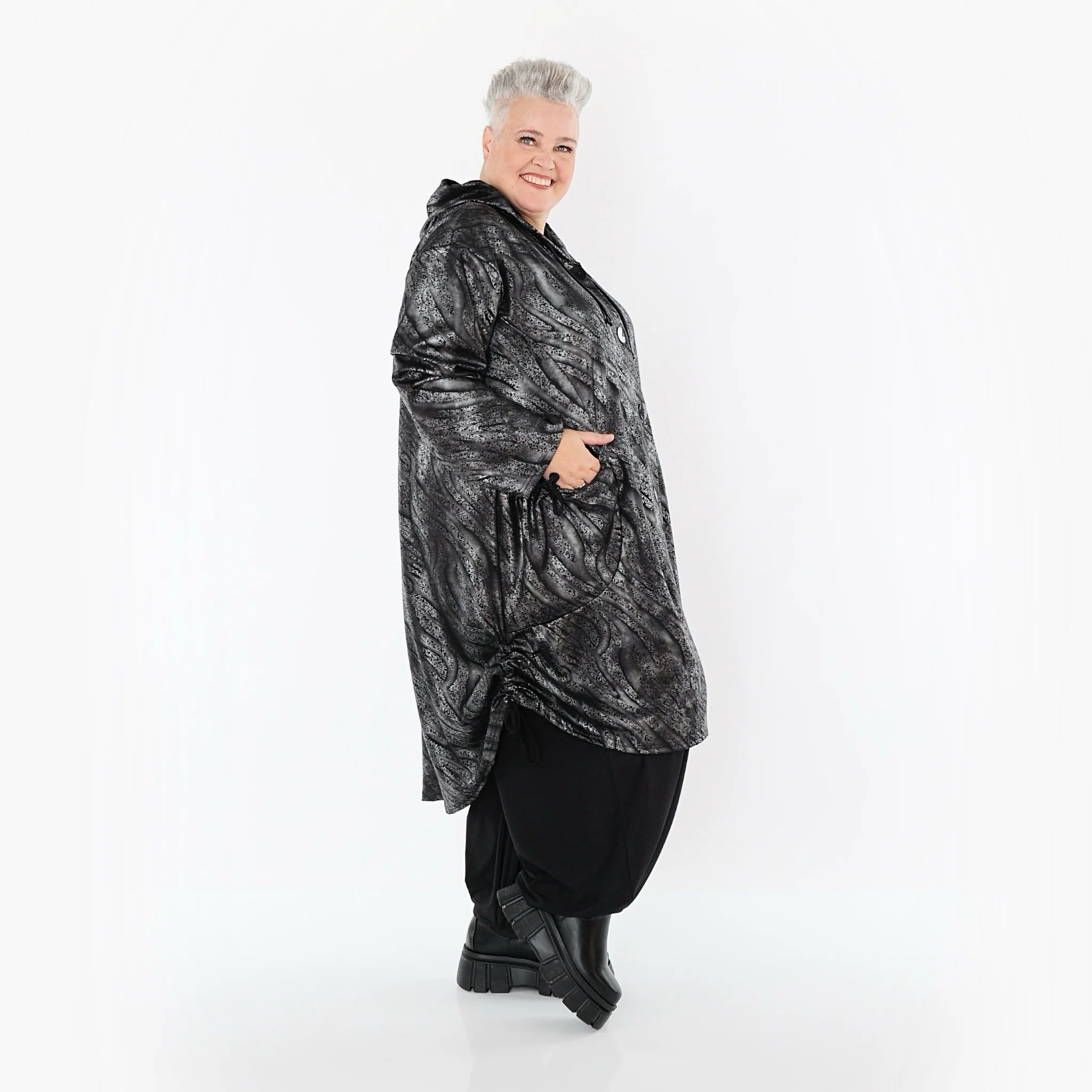  AKH Premium Jacke in gerader Form, aus Viskose, P1019.7154, Silber/Schwarz, Zebra, Schick