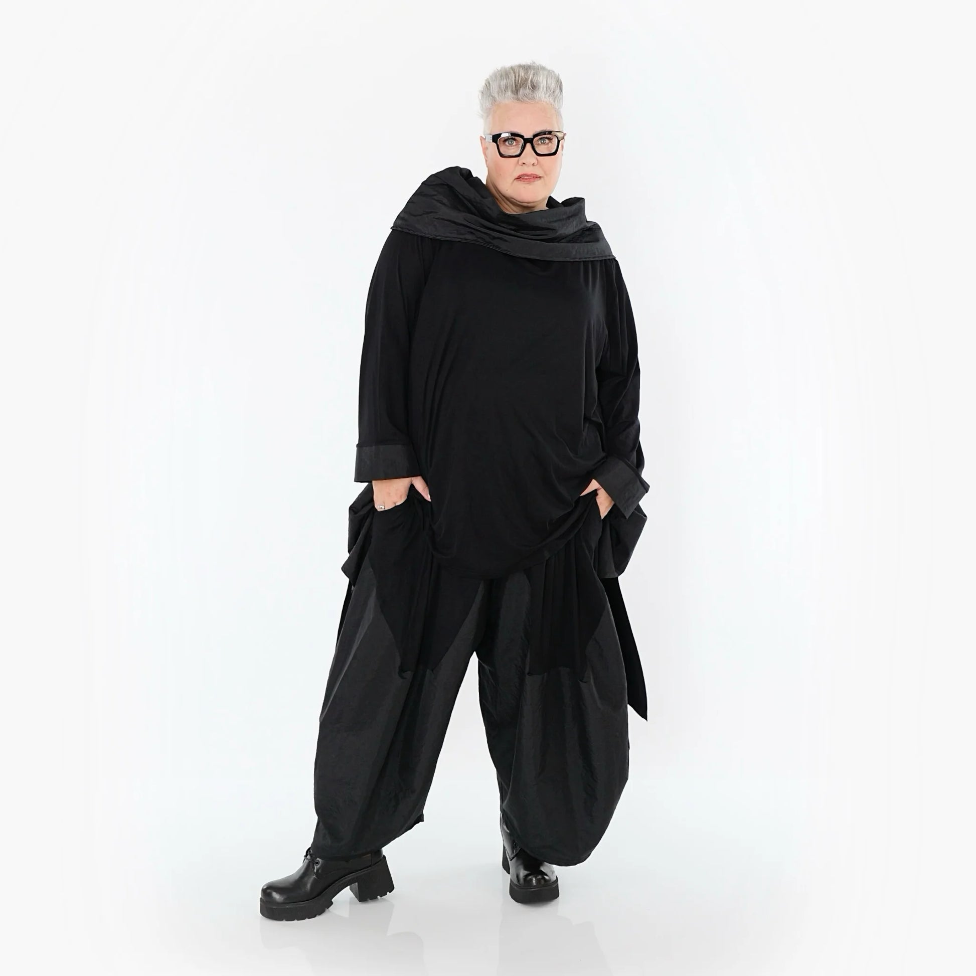  A-Form Shirt von AKH Premium aus Viskose, P102187, Schwarz, Ausgefallen, Zeitlos, Schick