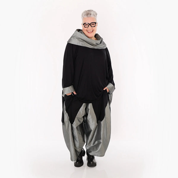 Ballonhose von AKH Premium aus Viskose, P106883, Schwarz/Grau, Ausgefallen, Zeitlos