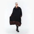  Ballonkleid von AKH Premium aus Viskose, P107156, Schwarz/Braun, Ausgefallen, Zeitlos