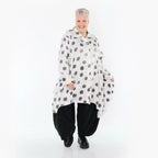  A-Form Bluse von AKH Premium aus Viskose, P1026.6917, Weiß/Grau, Punkte, Ausgefallen