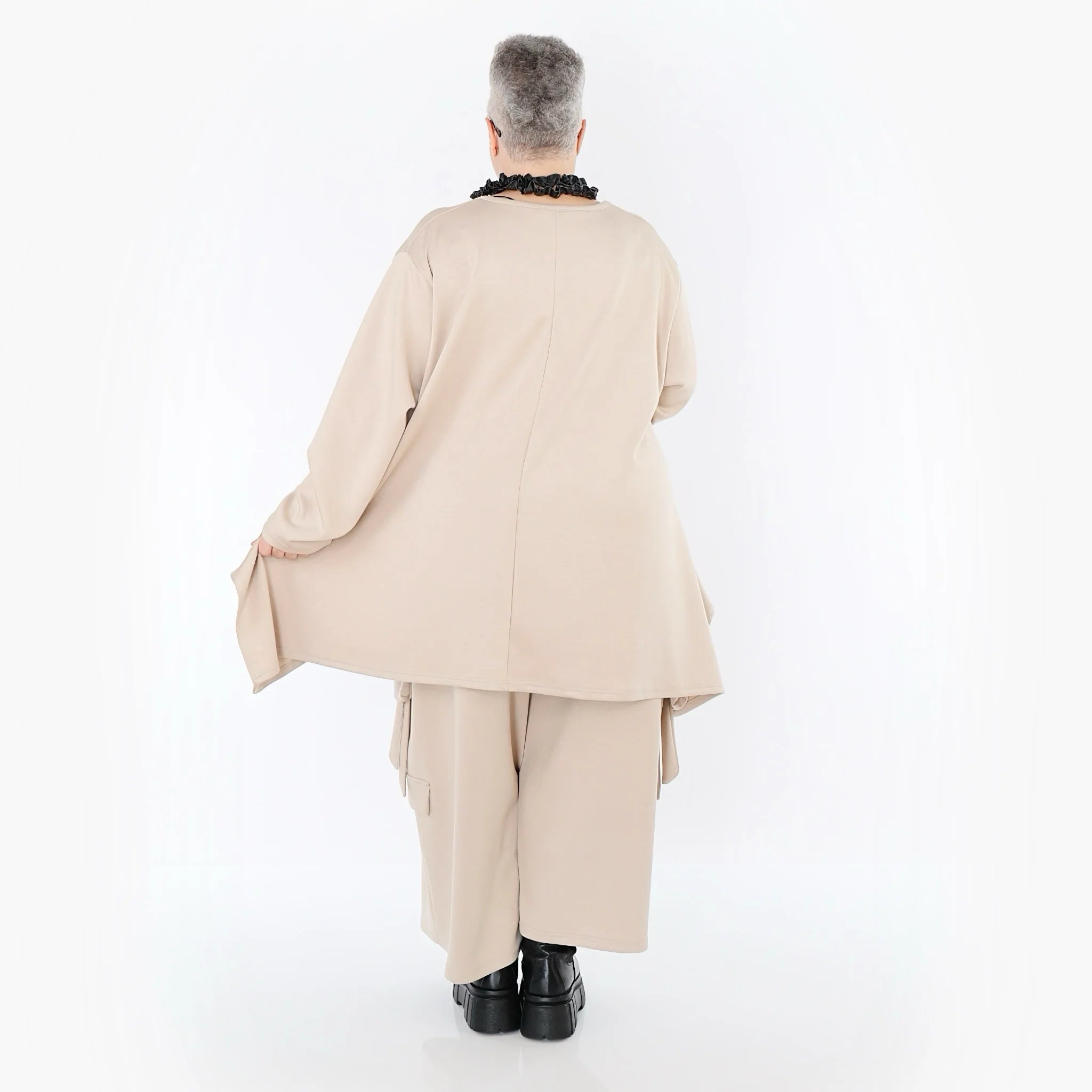  A-Form Bigshirt von AKH Fashion aus Viskose, 1566.06809, Beige, Ausgefallen, Zeitlos, Schick