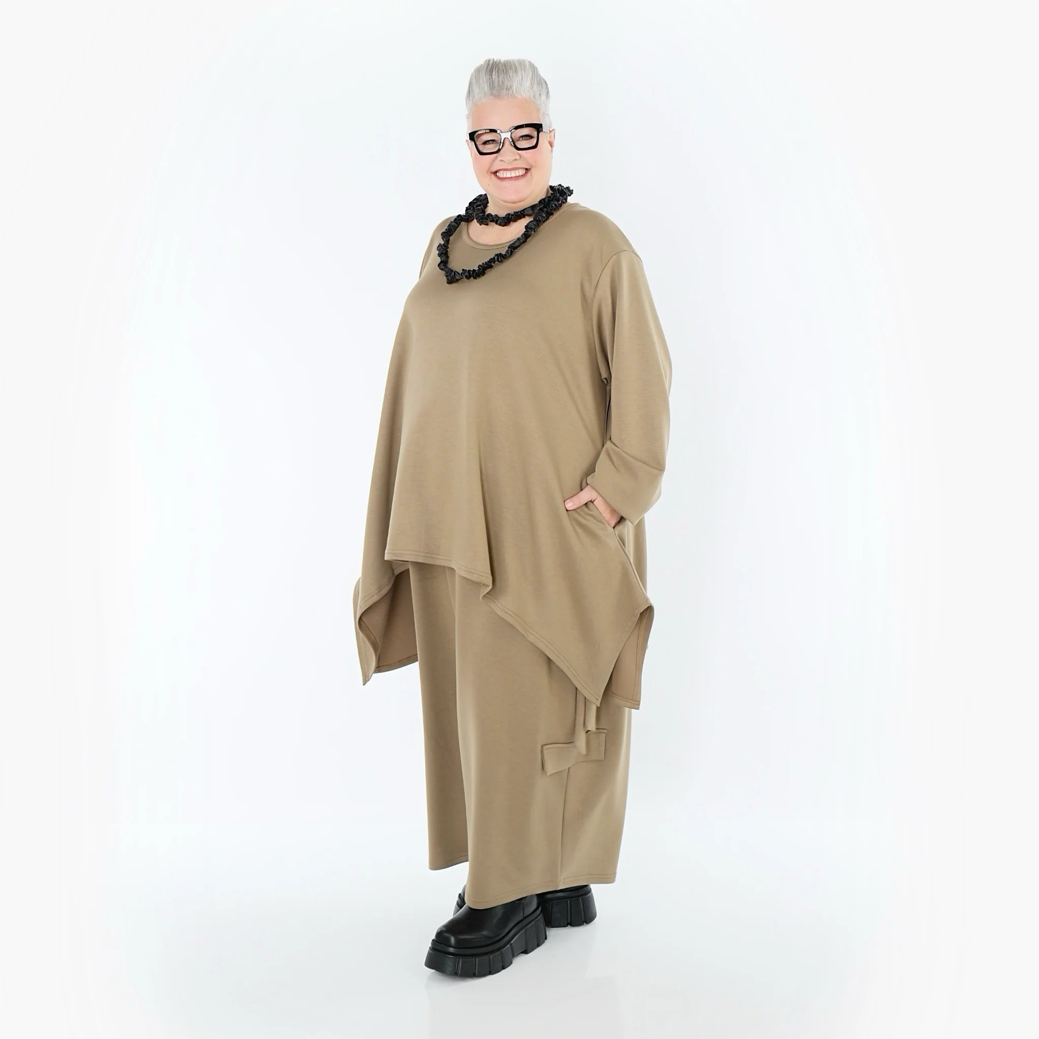  A-Form Bigshirt von AKH Fashion aus Viskose, 1566.06809, Camel, Ausgefallen, Zeitlos, Schick