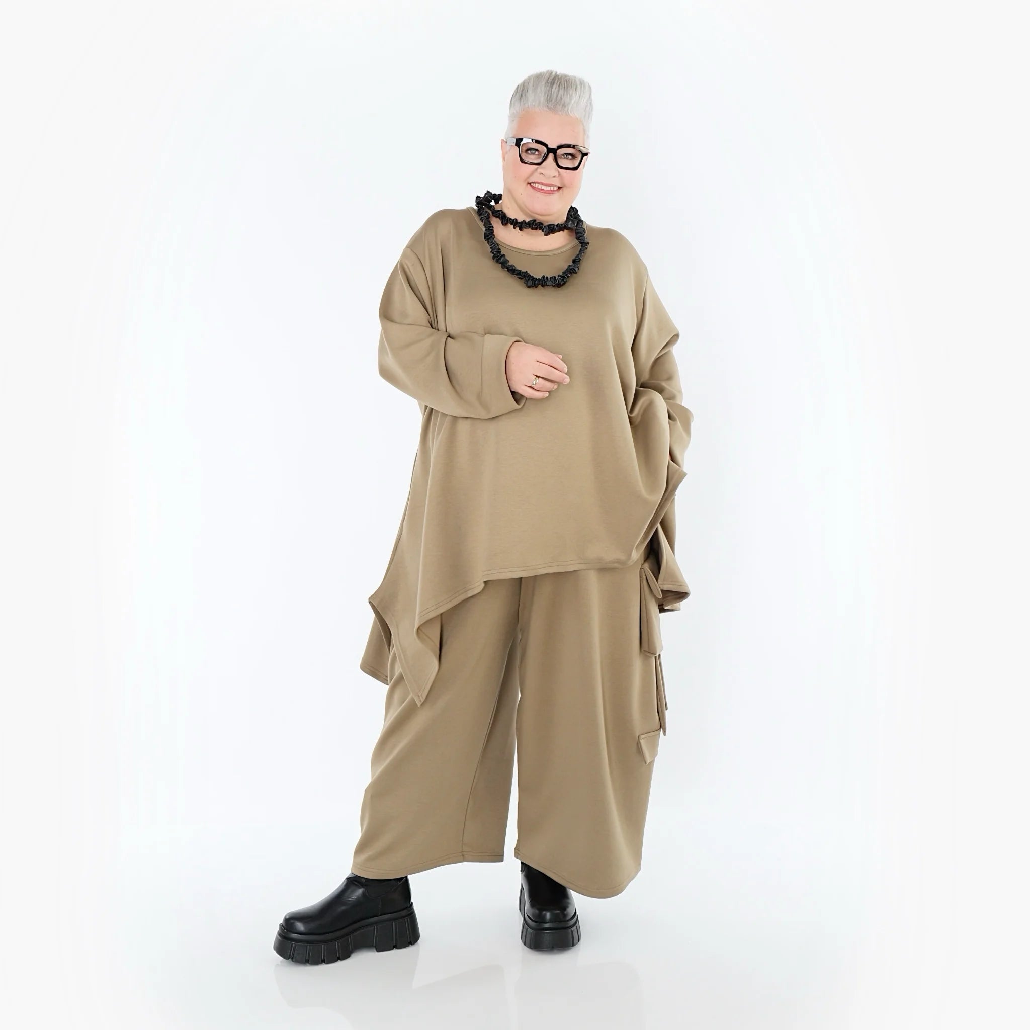  A-Form Bigshirt von AKH Fashion aus Viskose, 1566.06809, Camel, Ausgefallen, Zeitlos, Schick