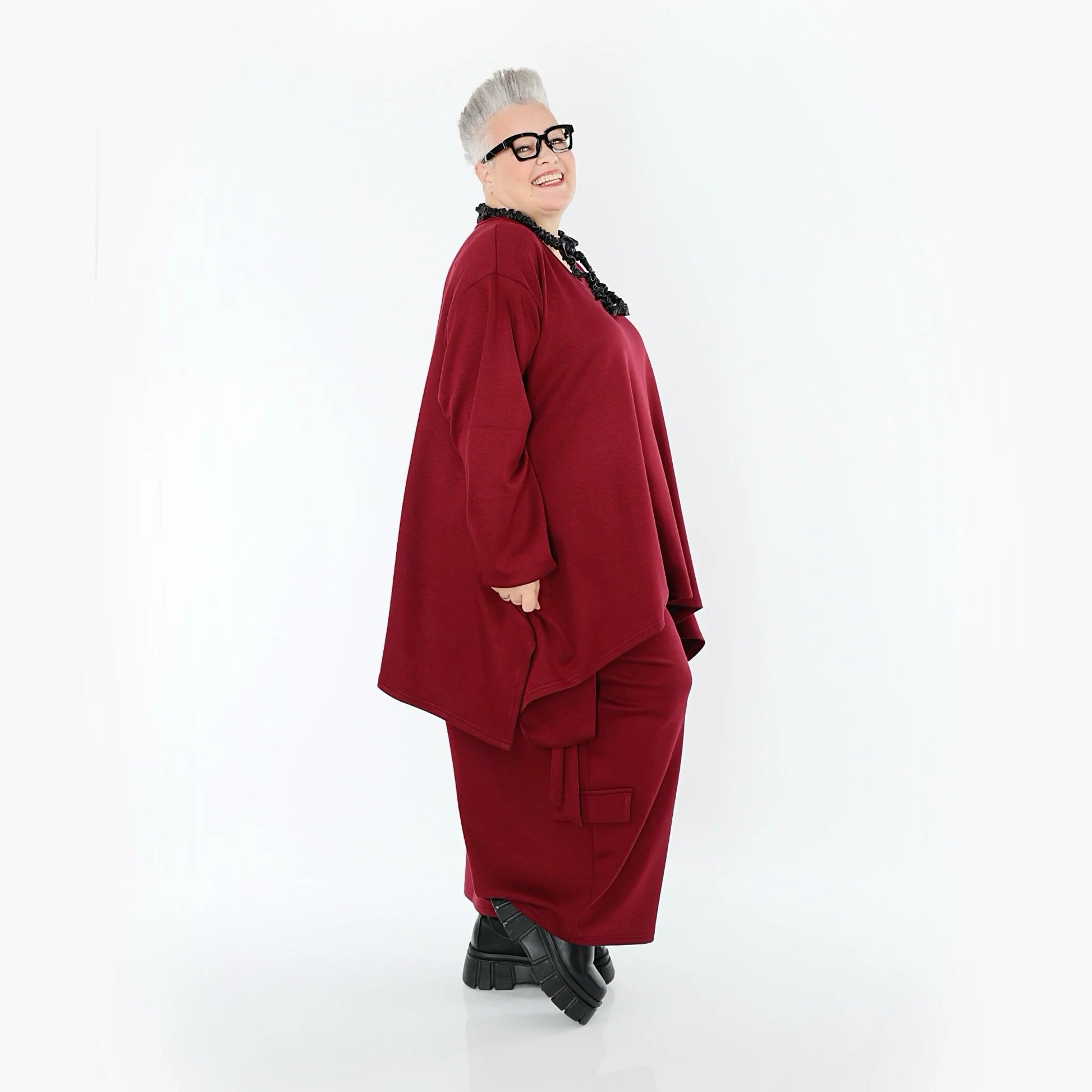  A-Form Bigshirt von AKH Fashion aus Viskose, 1566.06809, Weinrot, Ausgefallen, Zeitlos