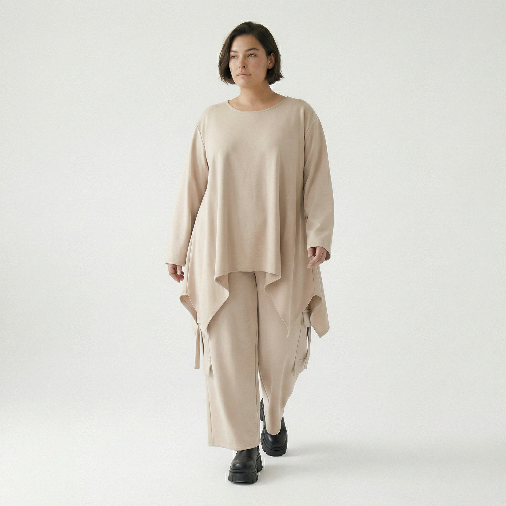  A-Form Bigshirt von AKH Fashion aus Viskose, 1566.06809, Beige, Ausgefallen, Zeitlos, Schick