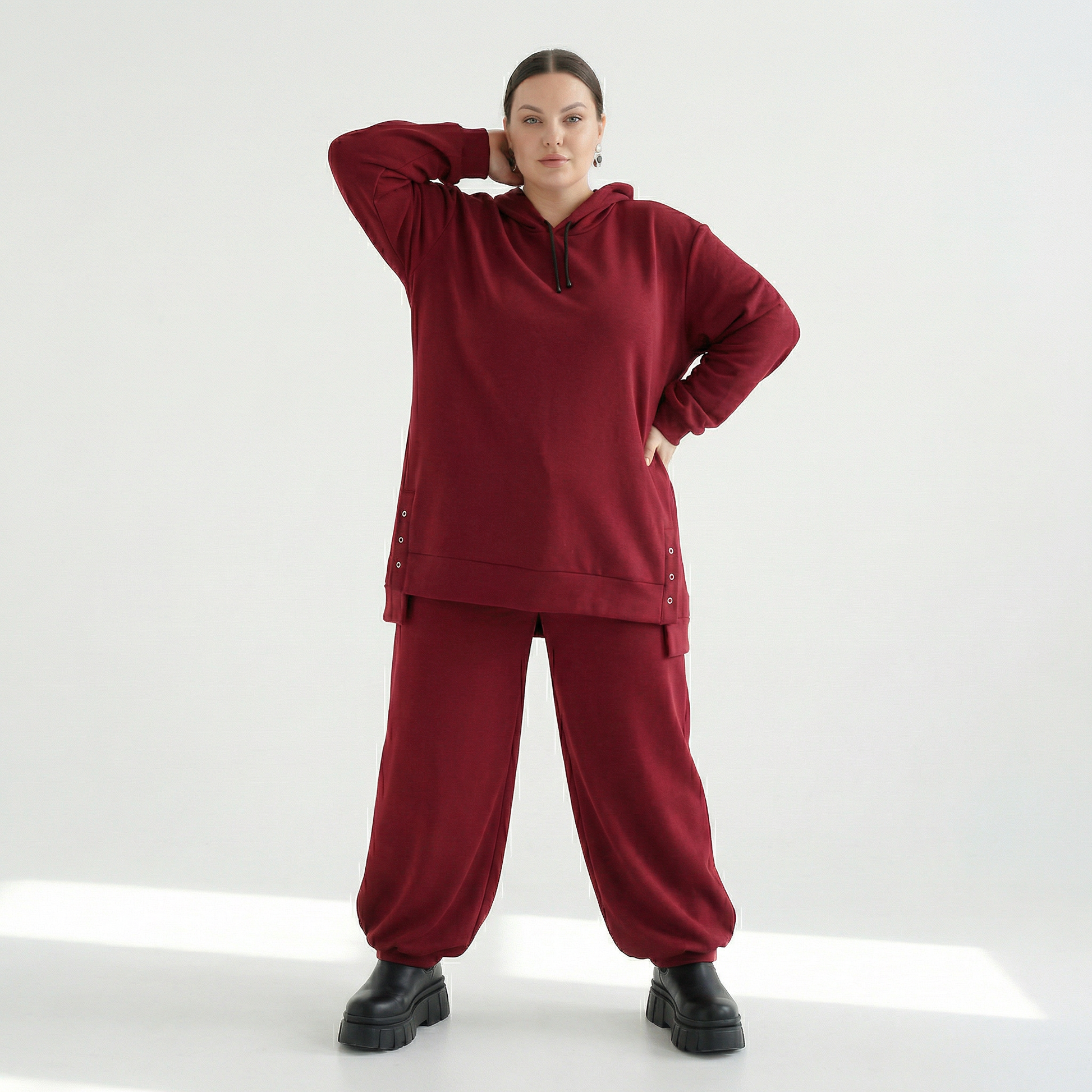  AKH Fashion Bigshirt in gerader Form, aus Viskose, 1566.06988, Weinrot, Ausgefallen, Zeitlos