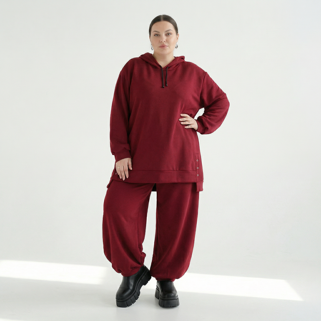  AKH Fashion Bigshirt in gerader Form, aus Viskose, 1566.06988, Weinrot, Ausgefallen, Zeitlos