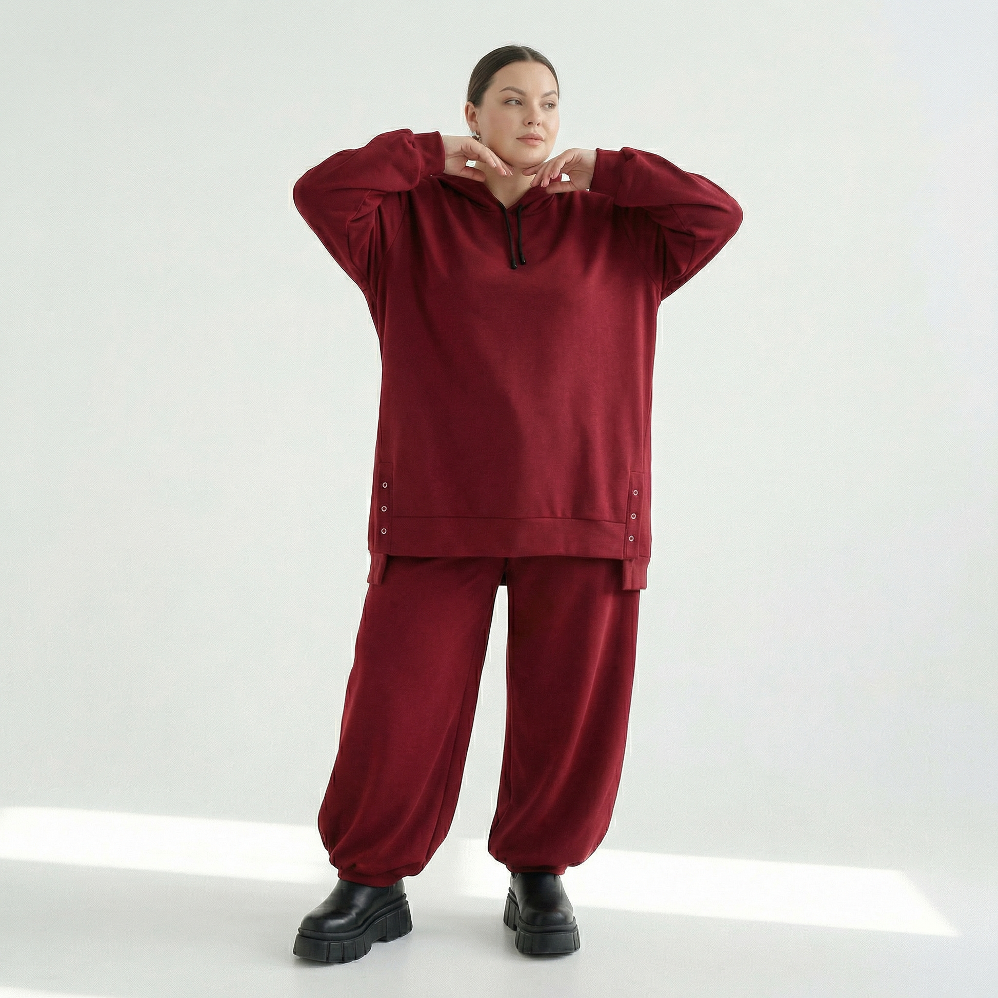  AKH Fashion Bigshirt in gerader Form, aus Viskose, 1566.06988, Weinrot, Ausgefallen, Zeitlos