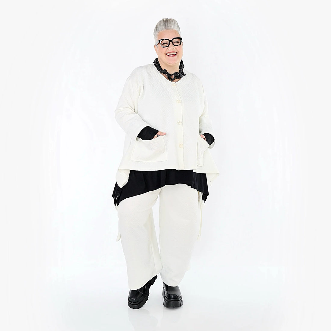  Ballonhose von AKH Fashion aus Baumwolle, 1567.07125, Weiß, ZickZack, Ausgefallen, Zeitlos