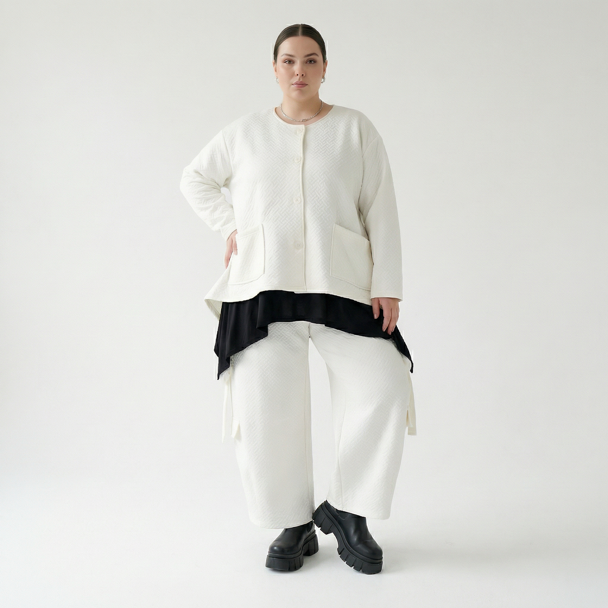  A-Form Jacke von AKH Fashion aus Baumwolle, 1567.00118, Weiß, ZickZack, Ausgefallen