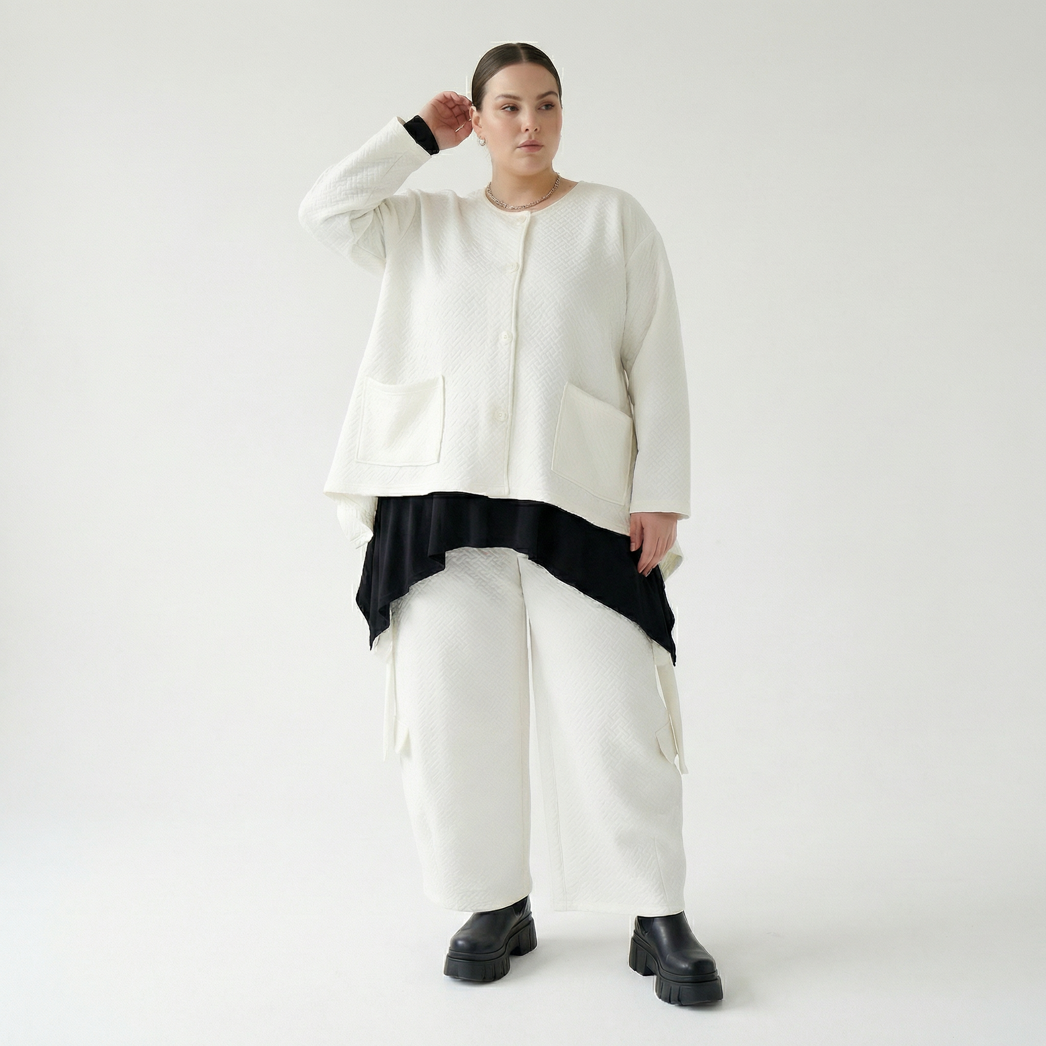  Ballonhose von AKH Fashion aus Baumwolle, 1567.07125, Weiß, ZickZack, Ausgefallen, Zeitlos