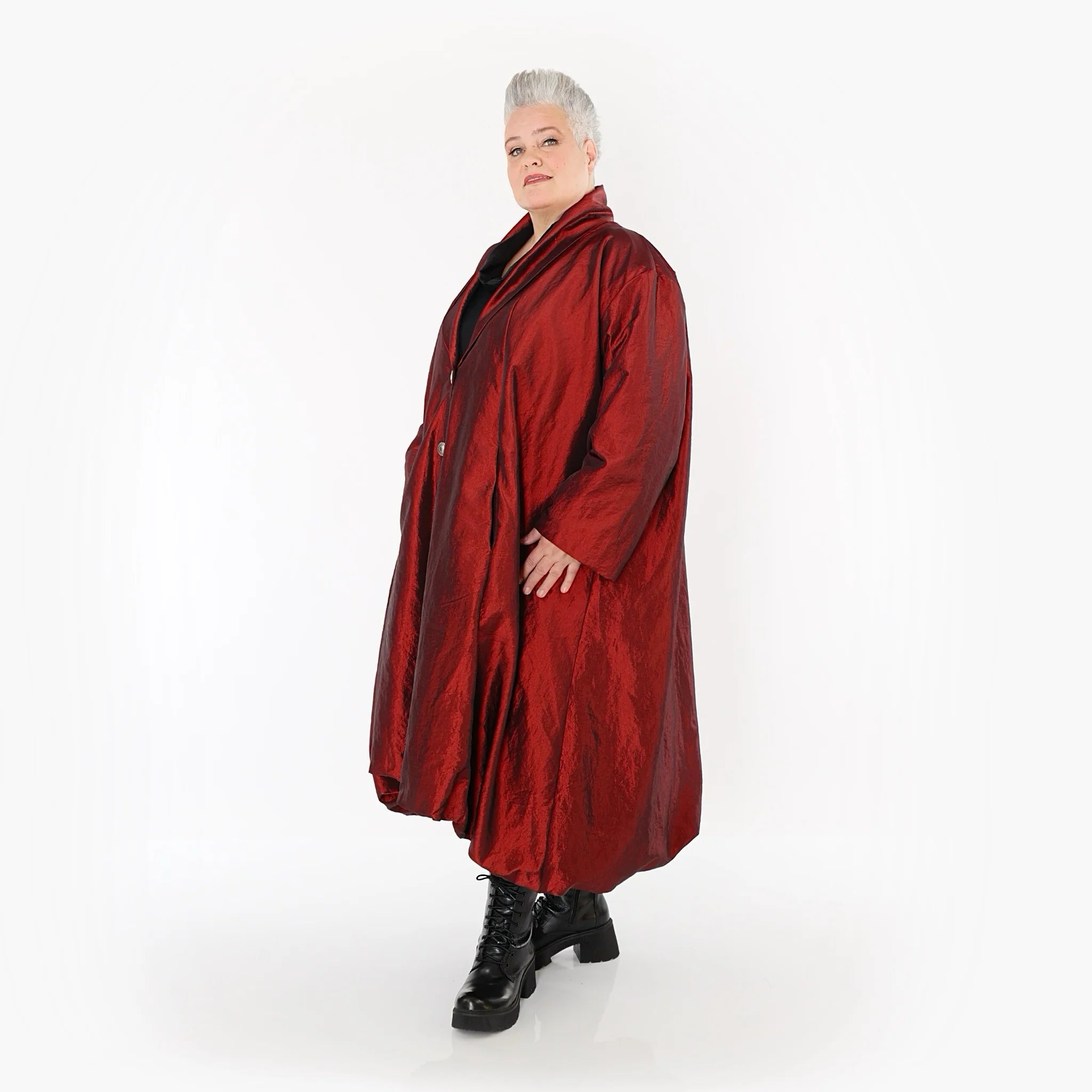  A-Form Mantel von AKH Premium aus Viskose, P106167, Dunkelrot, Ausgefallen, Zeitlos