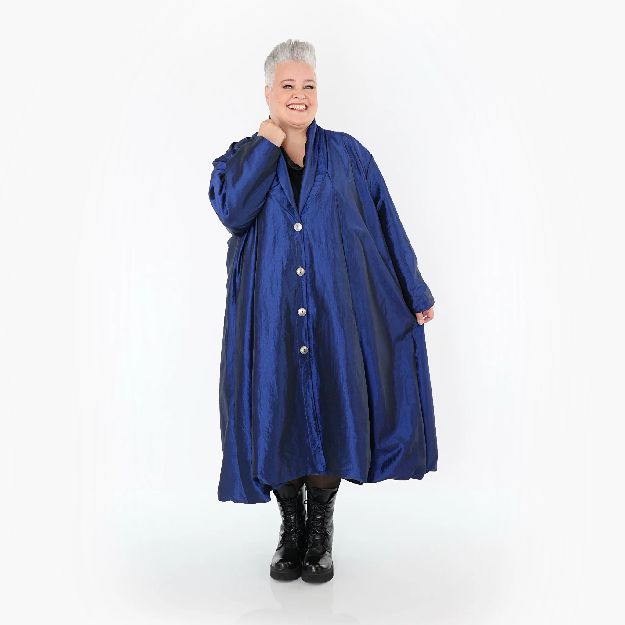  A-Form Mantel von AKH Premium aus Viskose, P106167, Royalblau, Ausgefallen, Zeitlos