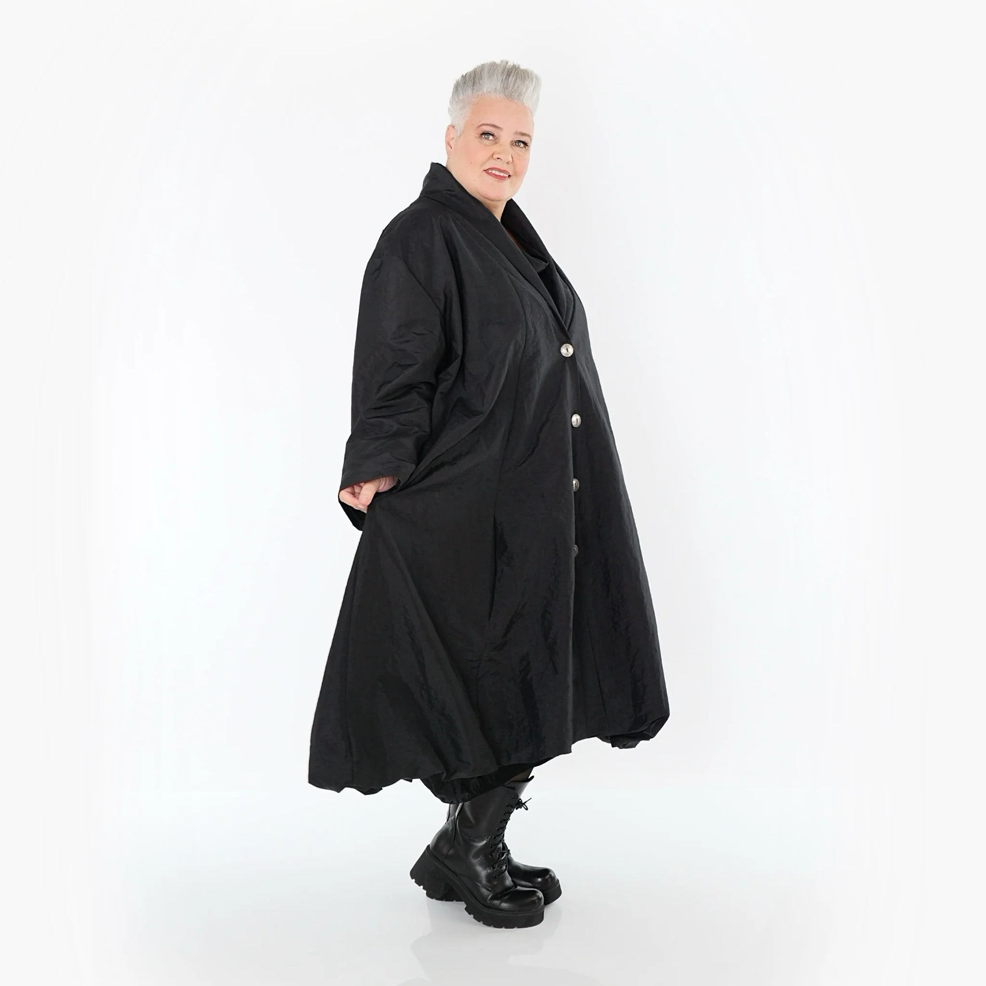  A-Form Mantel von AKH Premium aus Viskose, P106167, Schwarz, Ausgefallen, Zeitlos, Schick