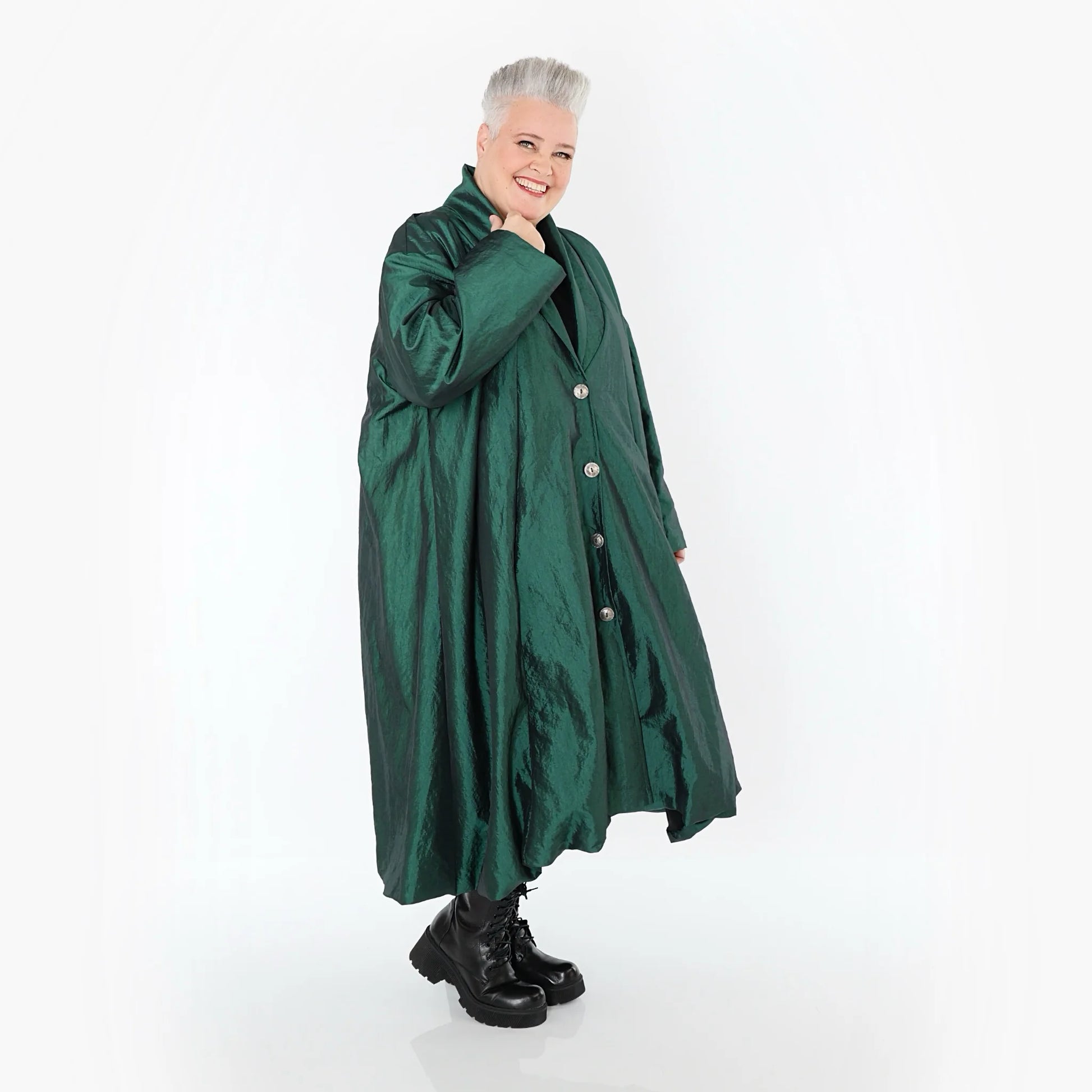  A-Form Mantel von AKH Premium aus Viskose, P106167, Smaragd, Ausgefallen, Zeitlos, Schick