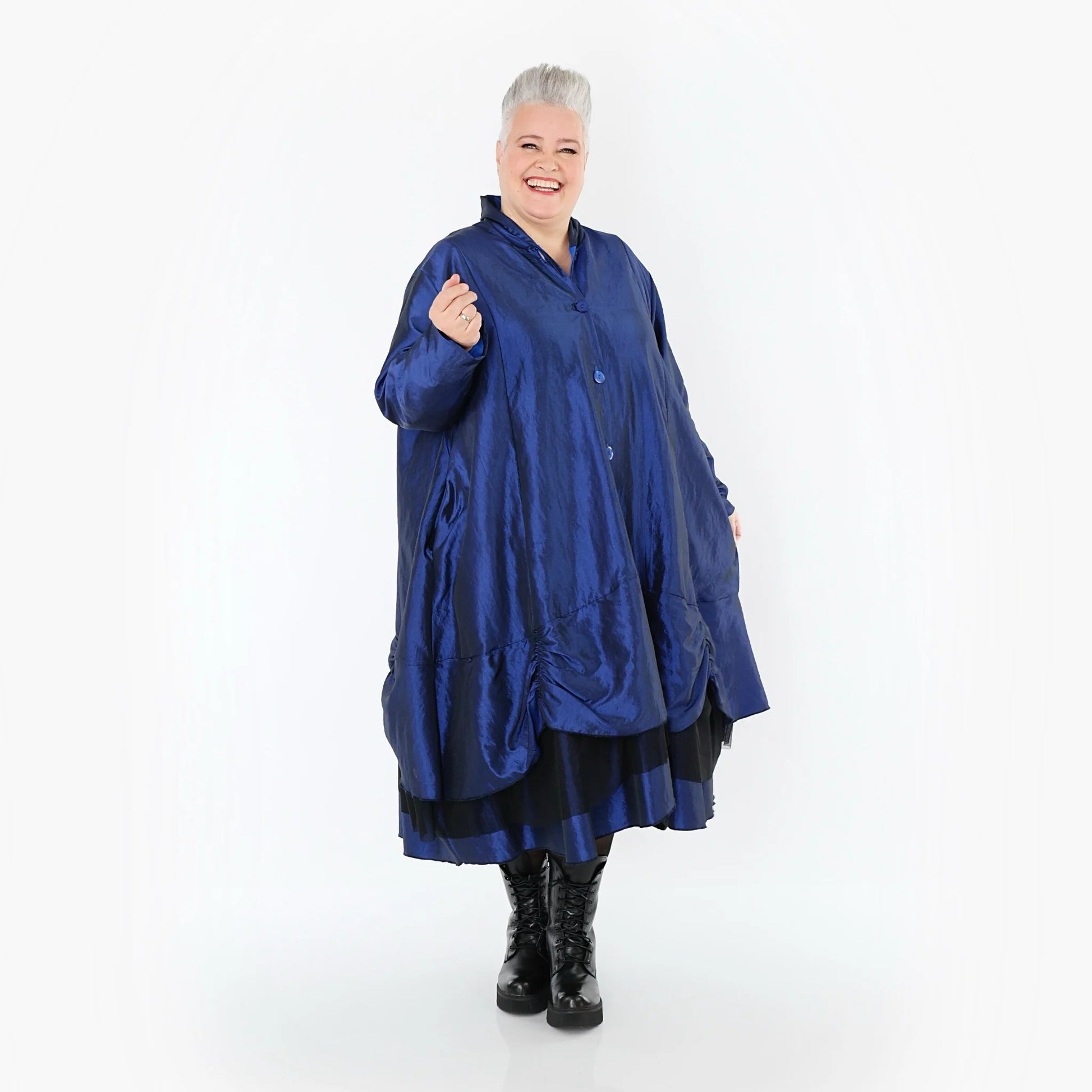  A-Form Mantel von AKH Premium aus Viskose, P106959, Royalblau, Ausgefallen, Zeitlos