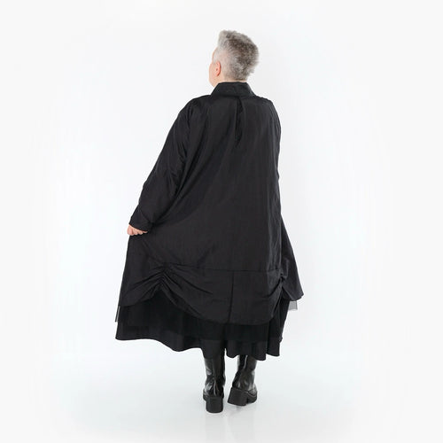  A-Form Mantel von AKH Premium aus Viskose, P106959, Schwarz, Ausgefallen, Zeitlos, Schick