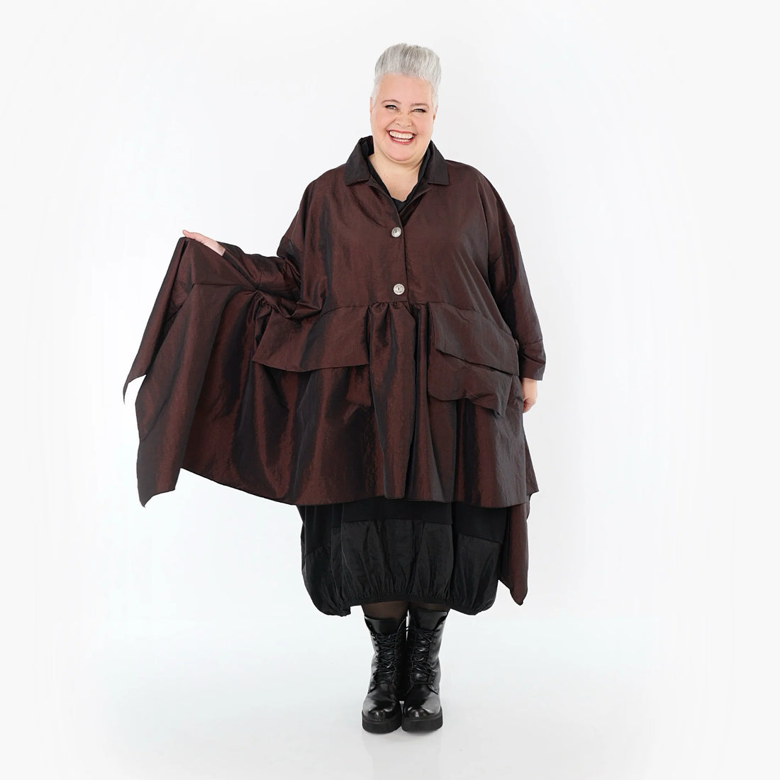  A-Form Jacke von AKH Premium aus Viskose, P107147, Braun, Ausgefallen, Zeitlos, Schick