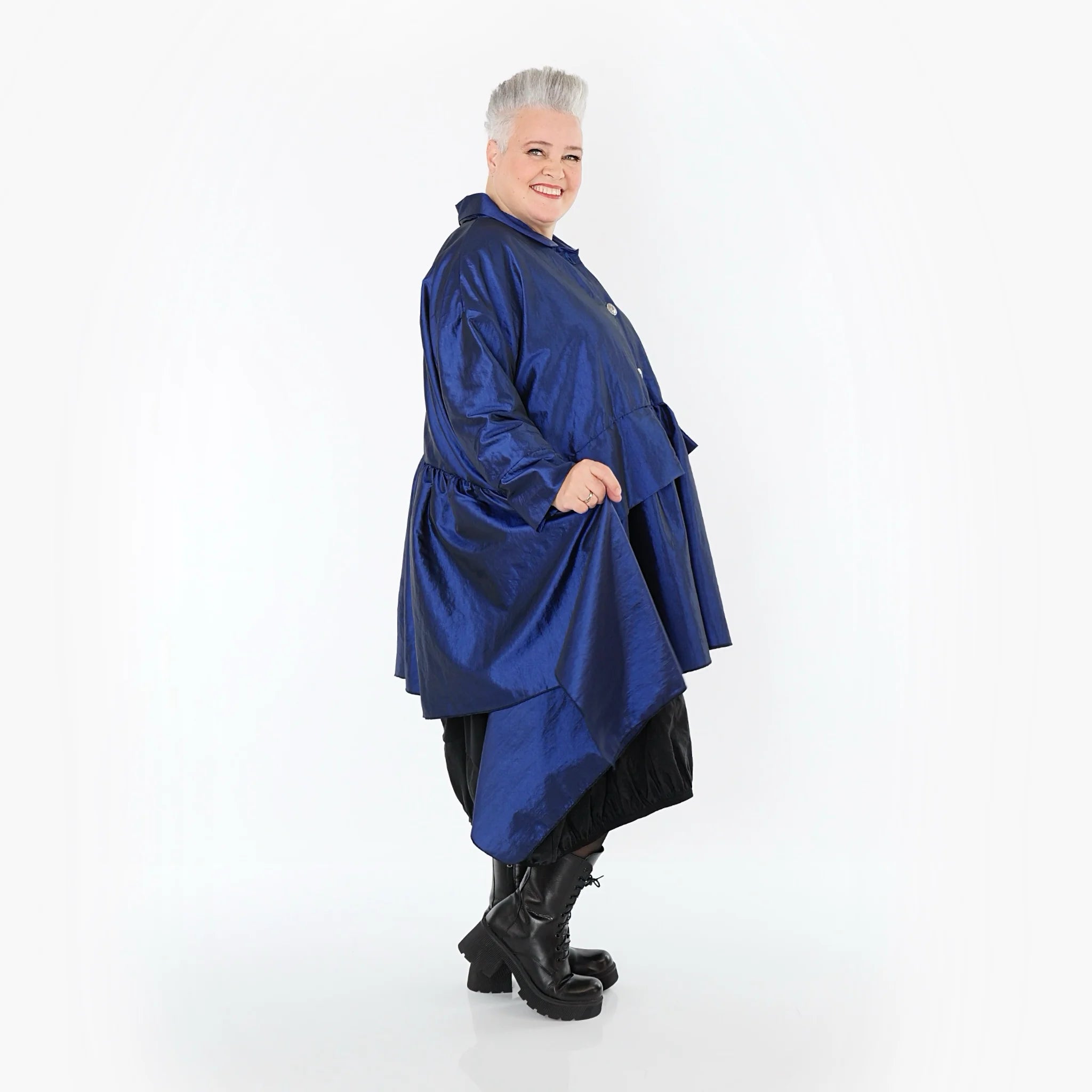  A-Form Jacke von AKH Premium aus Viskose, P107147, Royalblau, Ausgefallen, Zeitlos, Schick