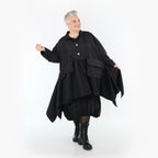  A-Form Jacke von AKH Premium aus Viskose, P107147, Schwarz, Ausgefallen, Zeitlos, Schick