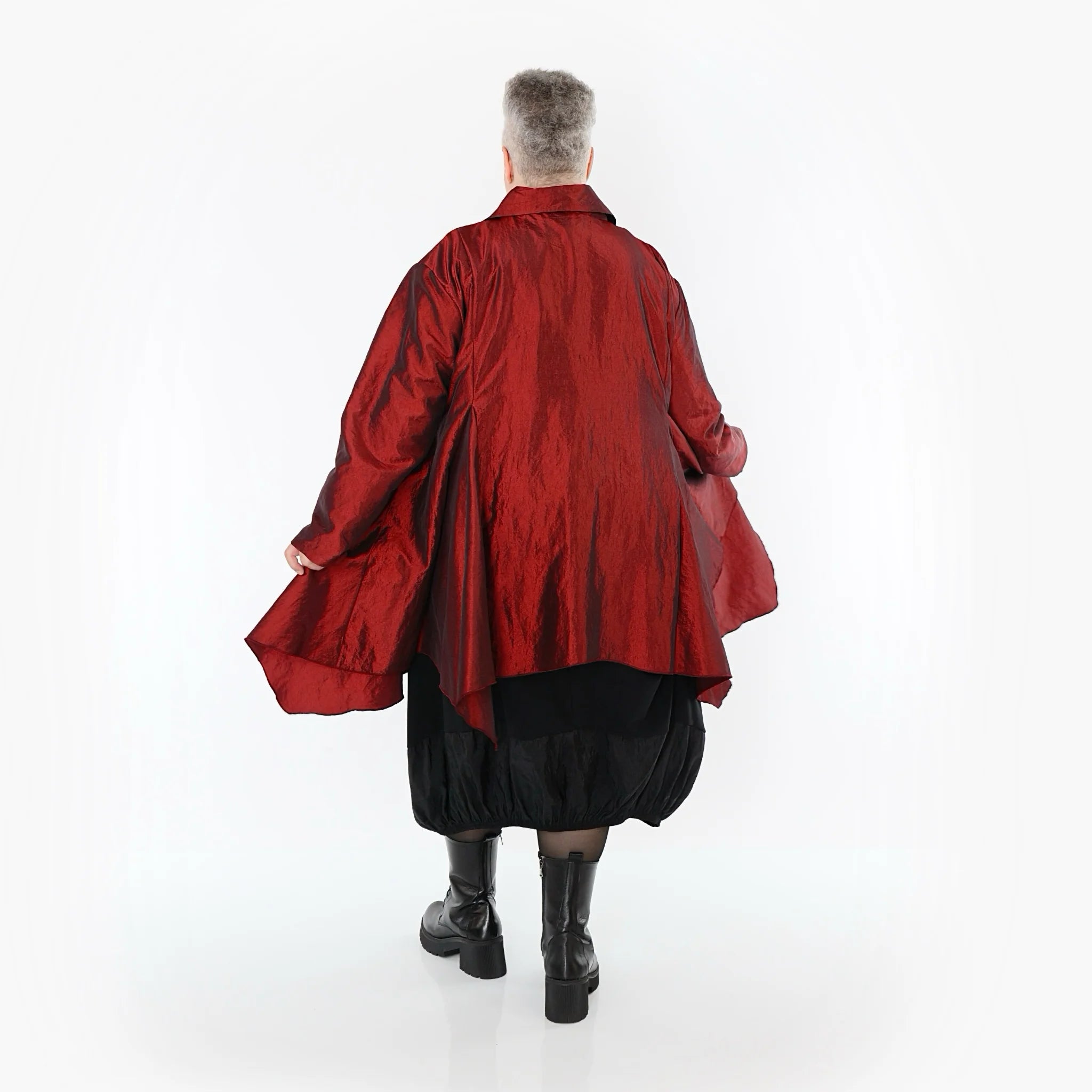 AKH Premium Jacke in Glocken-Form, aus Viskose, P107148, Dunkelrot, Ausgefallen, Zeitlos
