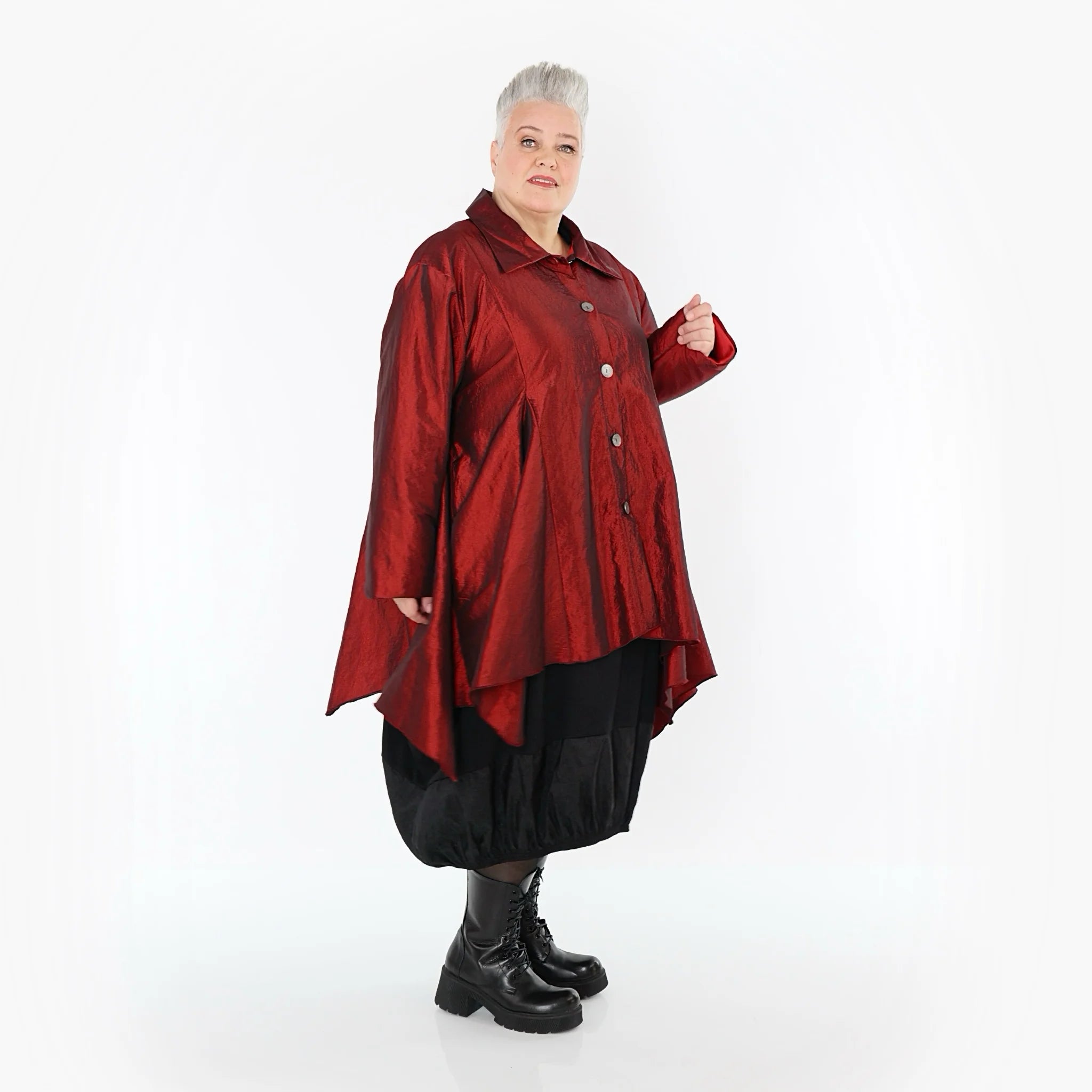 AKH Premium Jacke in Glocken-Form, aus Viskose, P107148, Dunkelrot, Ausgefallen, Zeitlos